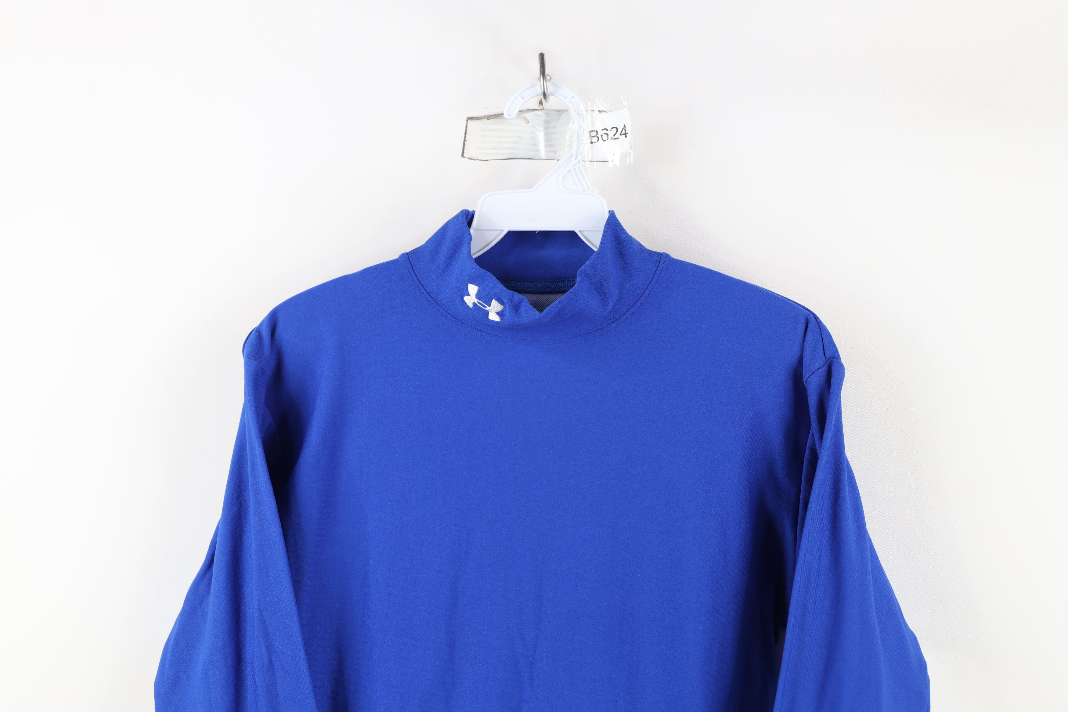 Under Armour × Vintage Under Armour Mock Neck Compression Long Sleeve T-Shirt Blue Size US M / EU 48-50 / 2 - 2 Thumbnail