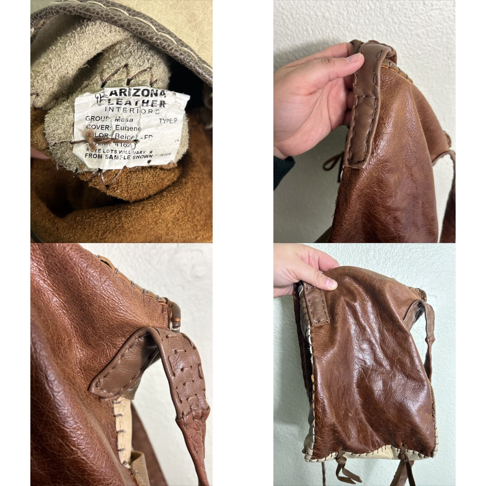 Vintage VINTAGE Arizona Leather Interiors Crossbody Bag Small Beige Brown Patchwork Womens Size ONE SIZE - 10 Thumbnail