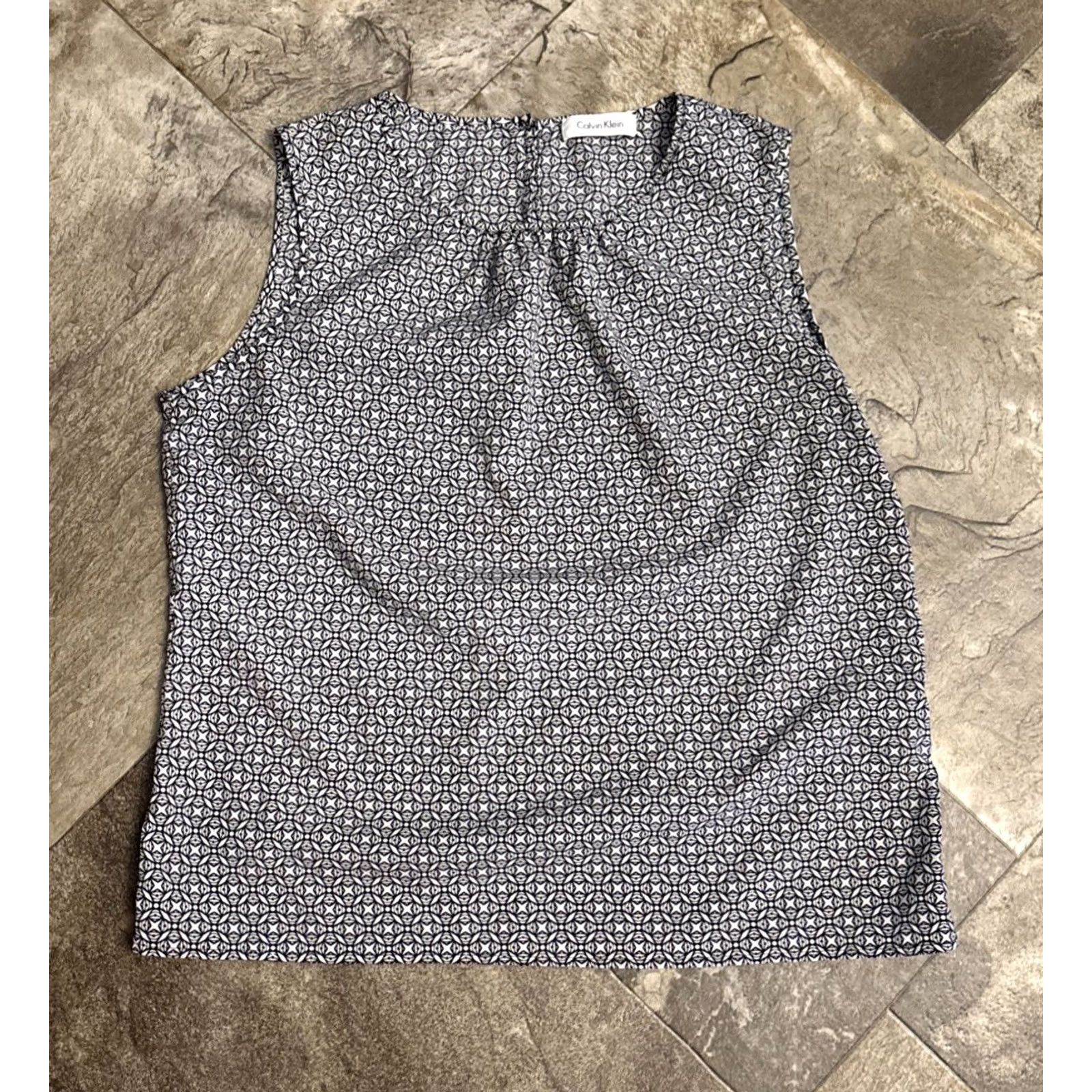 Calvin Klein Calvin Klein Tank Top Black White geometric print Sleeveless Round Neck Pullover Casual Party/Cocktail Travel Woman M Black Calvin Klein Tank Top SS23 Size M / US 6-8 / IT 42-44 - 2 Thumbnail