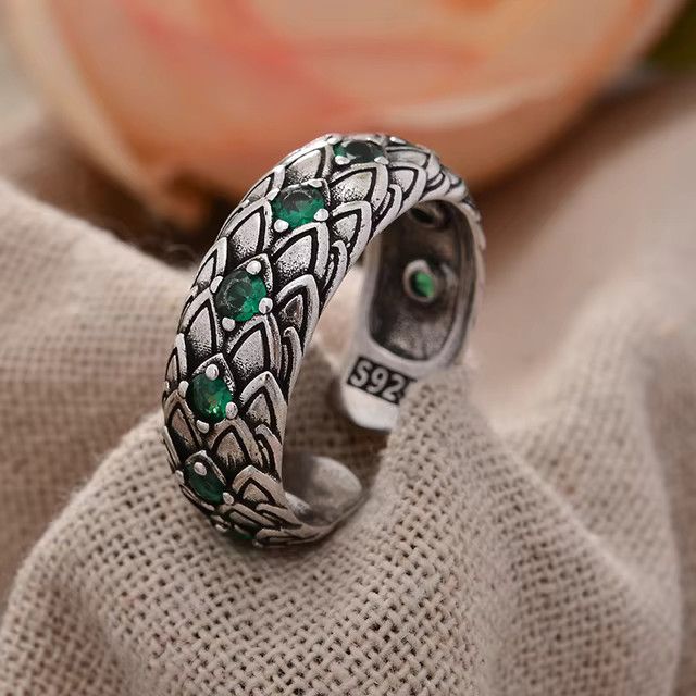 Jewelry Retro Snake Scales Green Crystal Size ONE SIZE - 7 Thumbnail