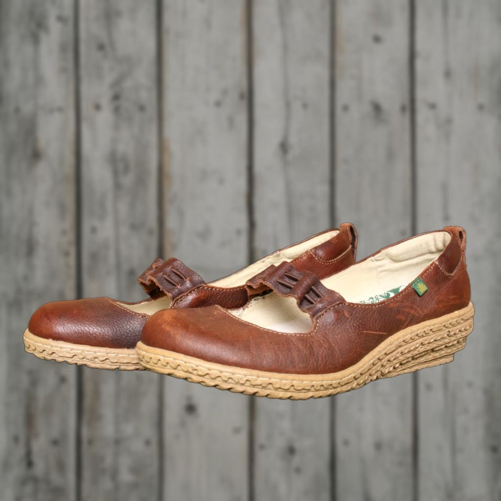 Vintage VINTAGE EL NATURALISTA N920 Emmy Recyclus Brown Leather Mary Jane Wedge EUR 40 ≈ US 9 Women Shoes MB? Size US 9 / IT 39 - 1 Thumbnail