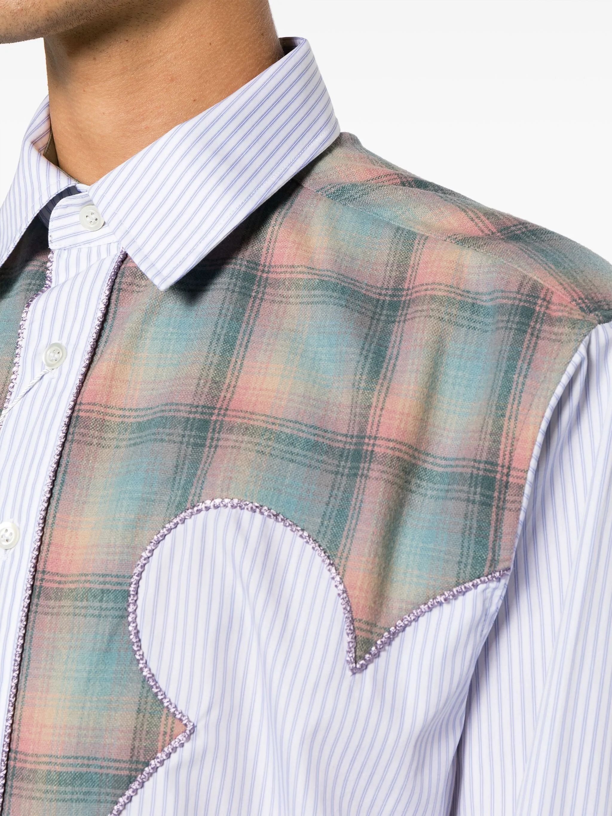 Maison Margiela o1w1db10525 Panelled Pinstripe Shirt in Multicolor Size US S / EU 44-46 / 1 - 5 Thumbnail