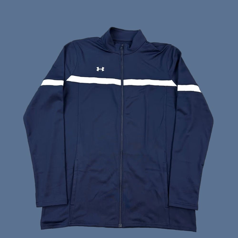 Under Armour Under Armour Track Jacket Womens Large Tall Navy Team Knit Warm Up Full Zip NWT Size L / US 10 / IT 46 - 1 Thumbnail