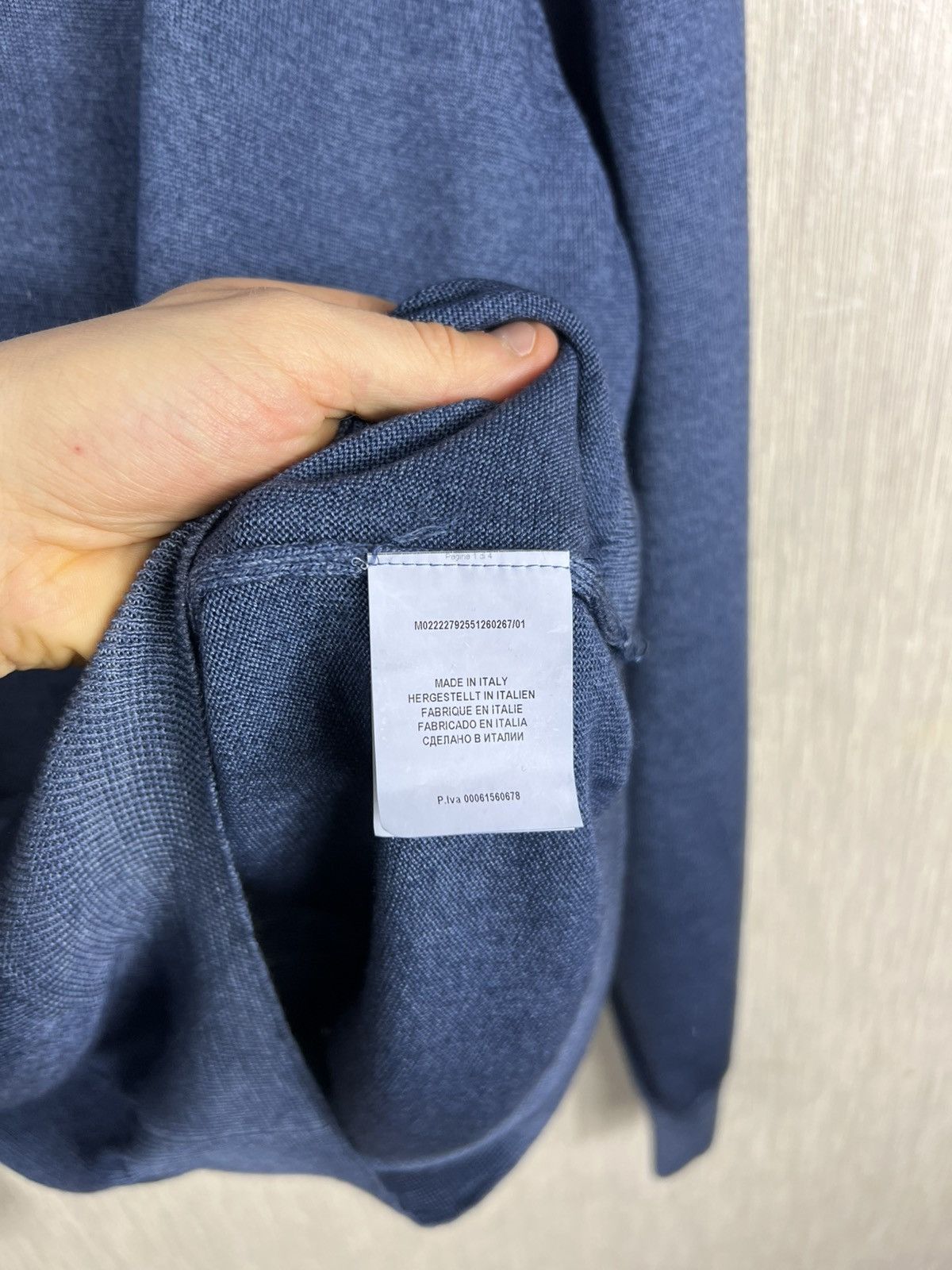 Gran Sasso Gran Sasso virgin wool merino quarter half zip sweater navy Size US L / EU 52-54 / 3 - 15 Thumbnail