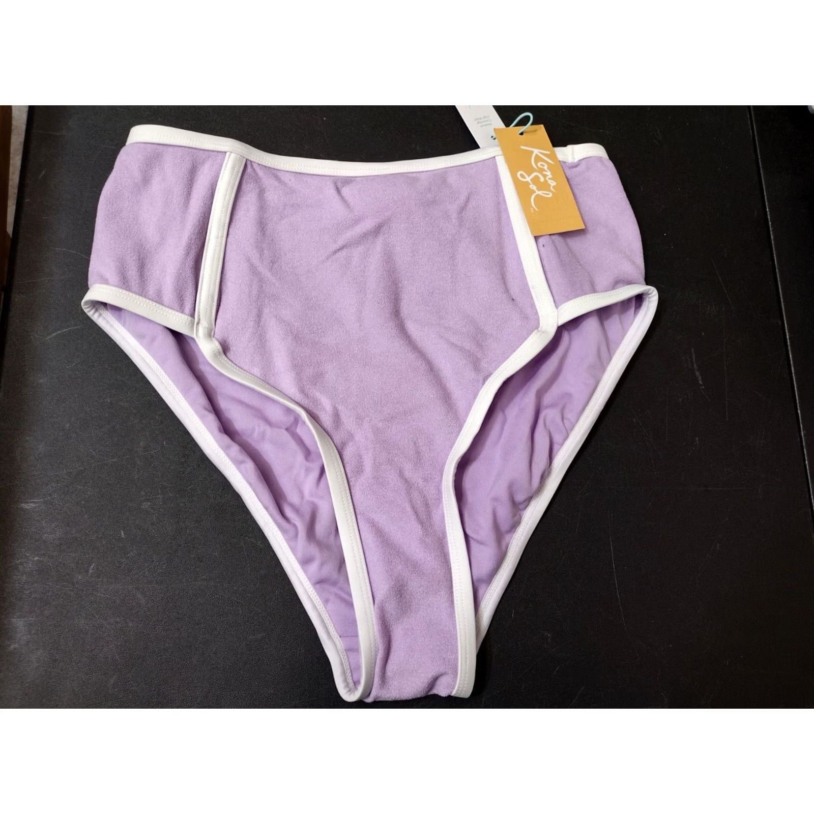 Vintage Kona Sol Bikini Bottom Women Size M Terry Cloth Bandeau Light purple Bathing Suit Bottom Purple Solid Beach 90s Size 32" / US 10 / IT 46 - 2 Thumbnail