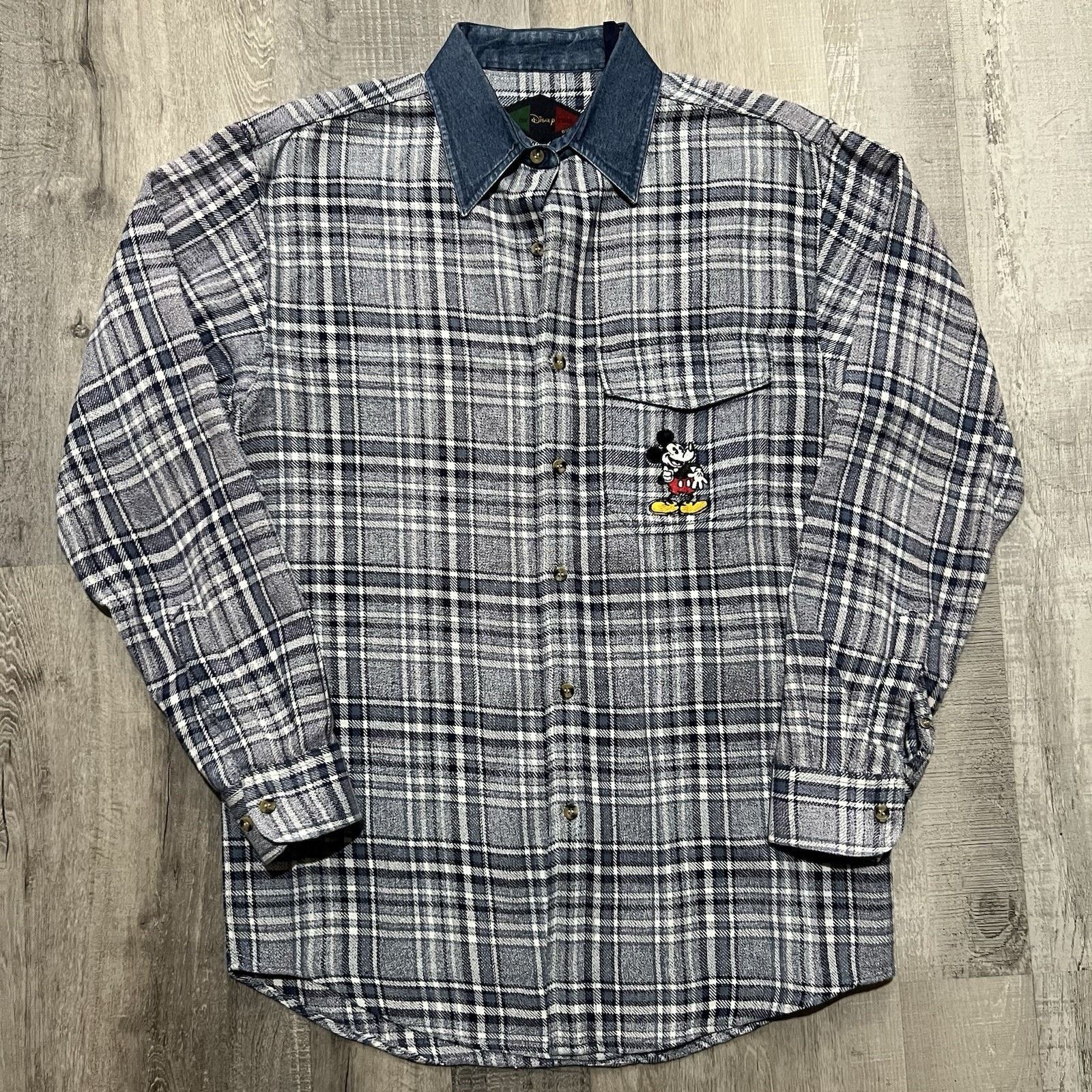 Disney Disney Mickey Mouse Heavy Blue Plaid Cotton Flannel Shirt Size US S / EU 44-46 / 1 - 1 Thumbnail