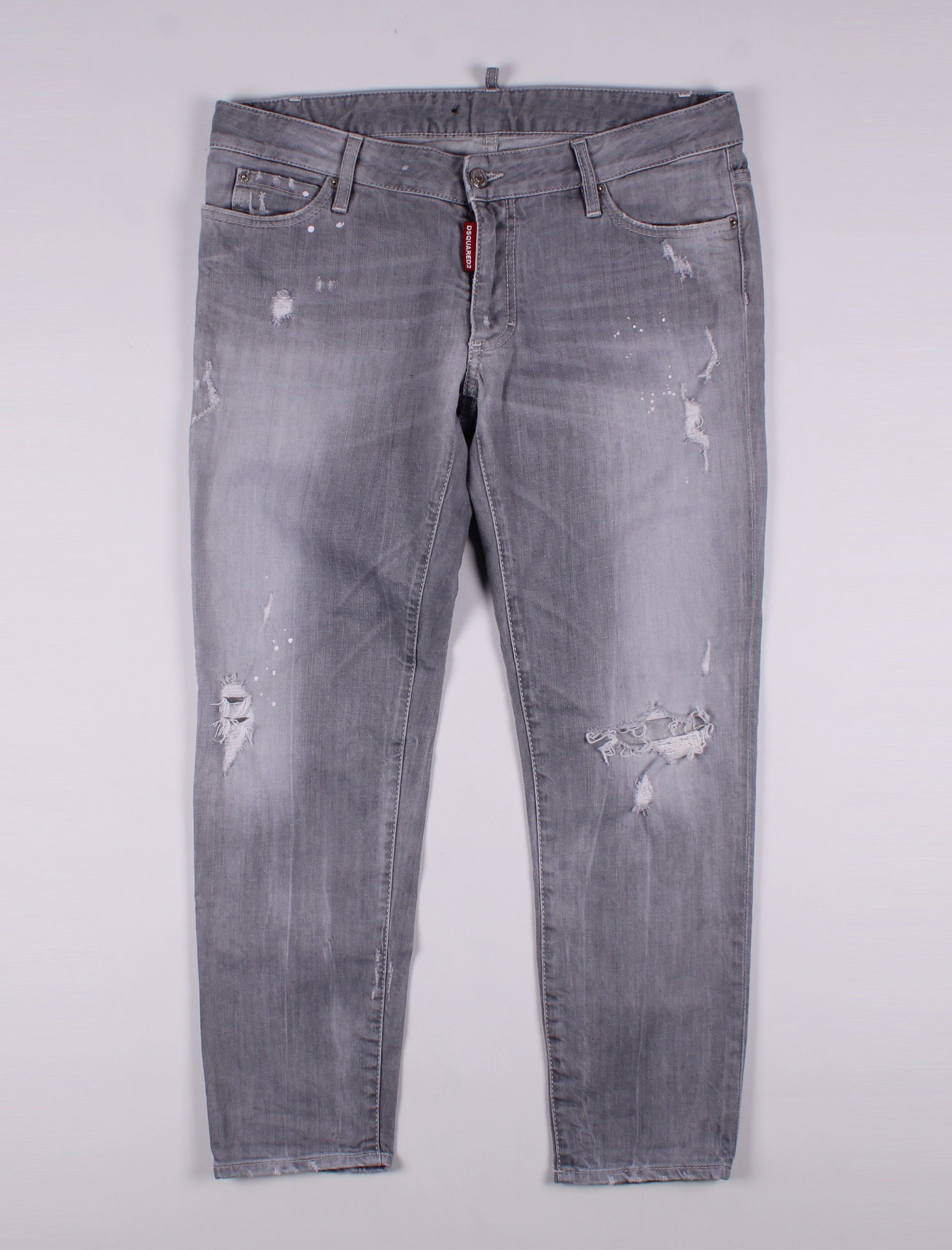 Dsquared2 Dsquared2 Grey Distressed Slim Fit Denim Jeans Size US 32 / EU 48 - 1 Thumbnail