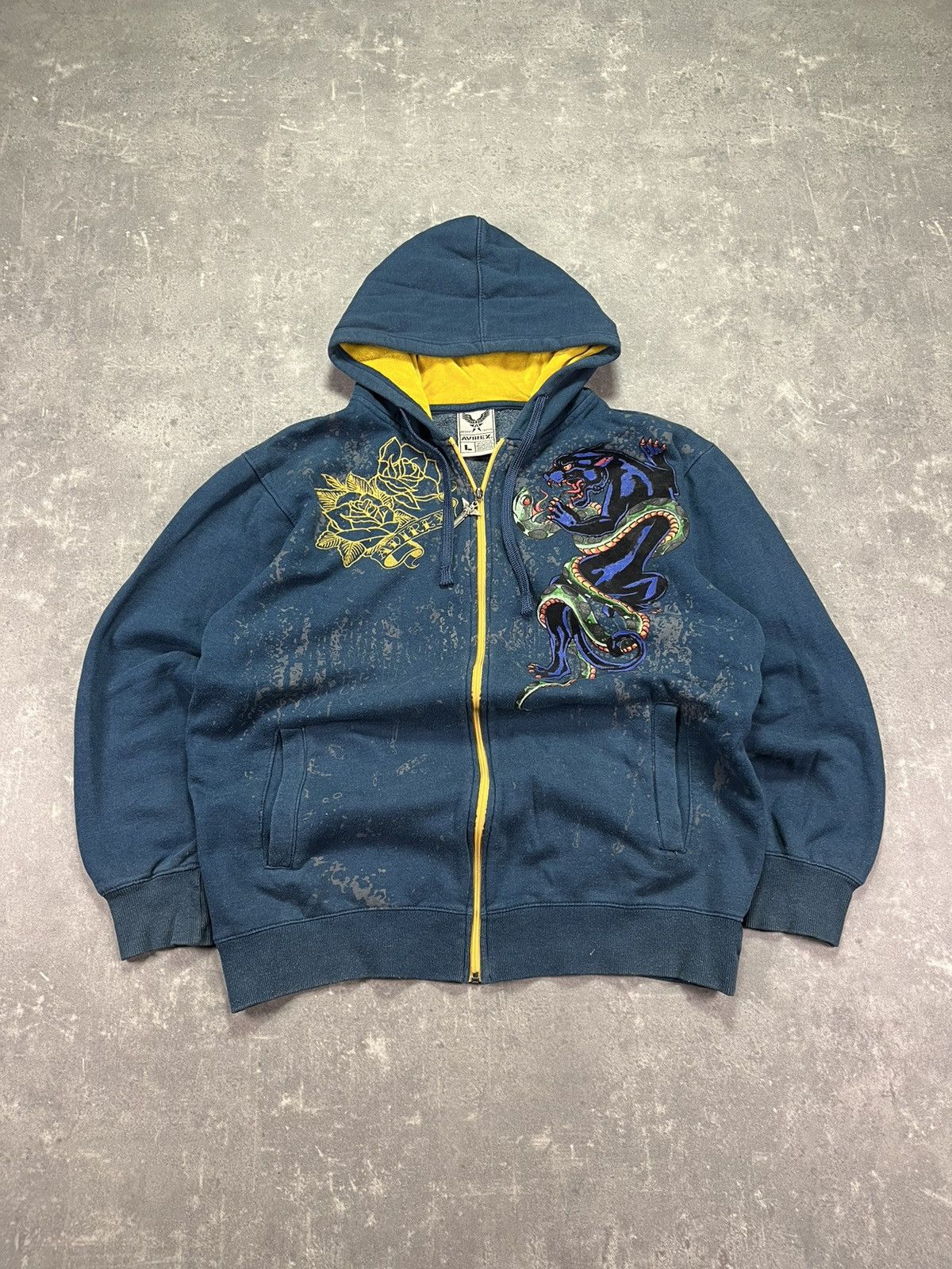 Avirex 2000s Y2K Avirex Tiger Printed Zip Hoodie L Baggy Affliction Size US L / EU 52-54 / 3 - 1 Thumbnail