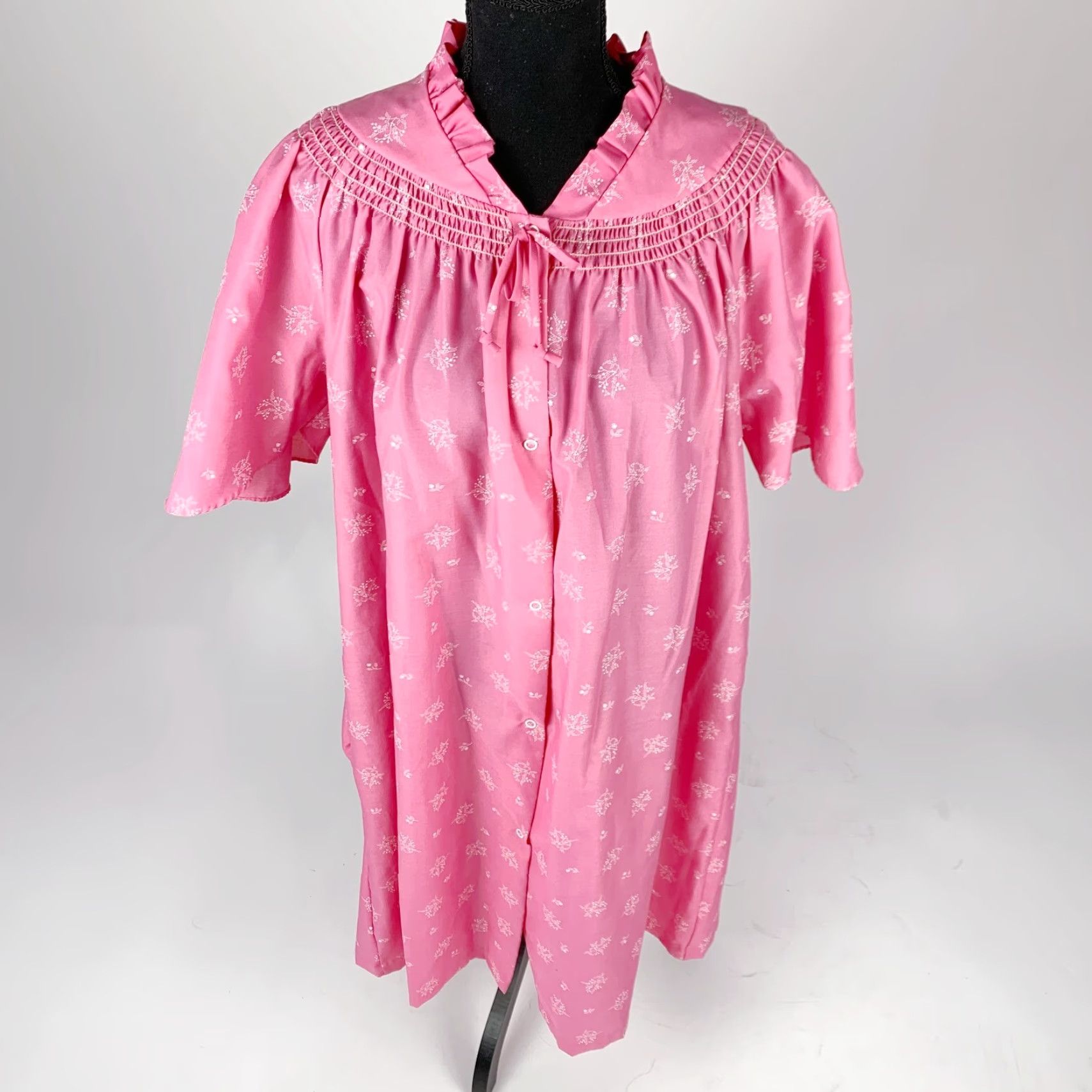 Pinko VINTAGE Serenity Nightgown Muumuu Caftan Pink 40 Med Cotton Blend 1970s Size ONE SIZE - 3 Thumbnail
