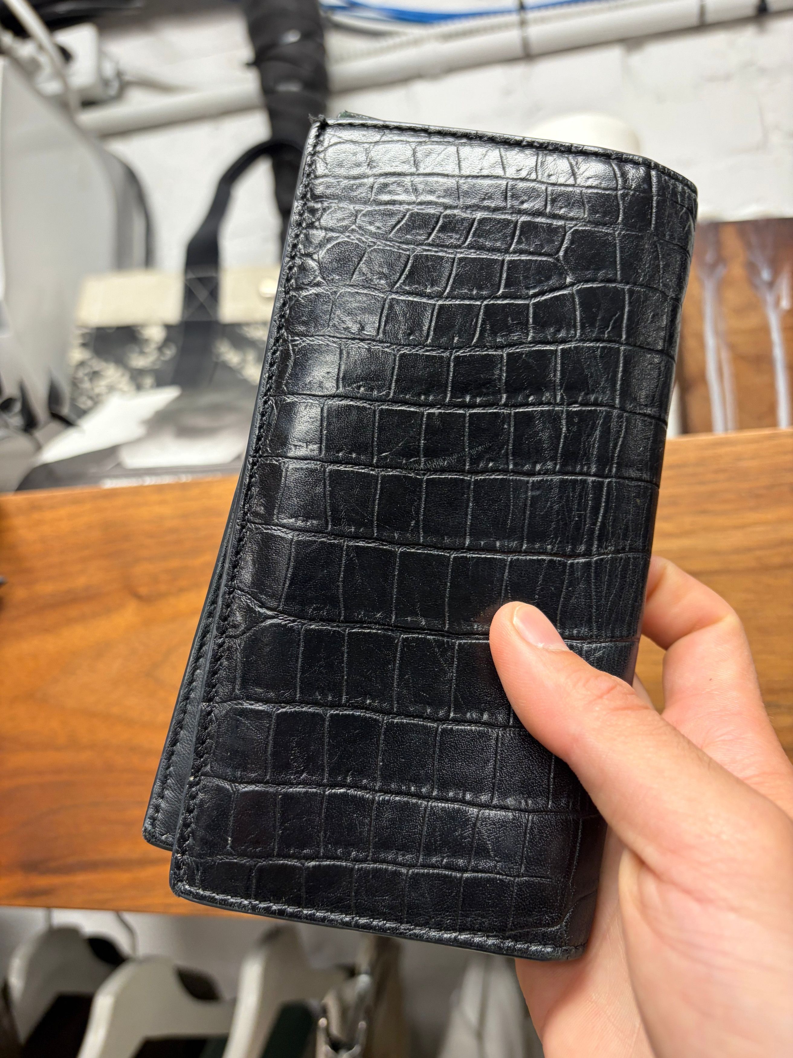 Saint Laurent Paris Saint Laurent Crocodile Embossed Leather Long Wallet Size ONE SIZE - 5 Thumbnail