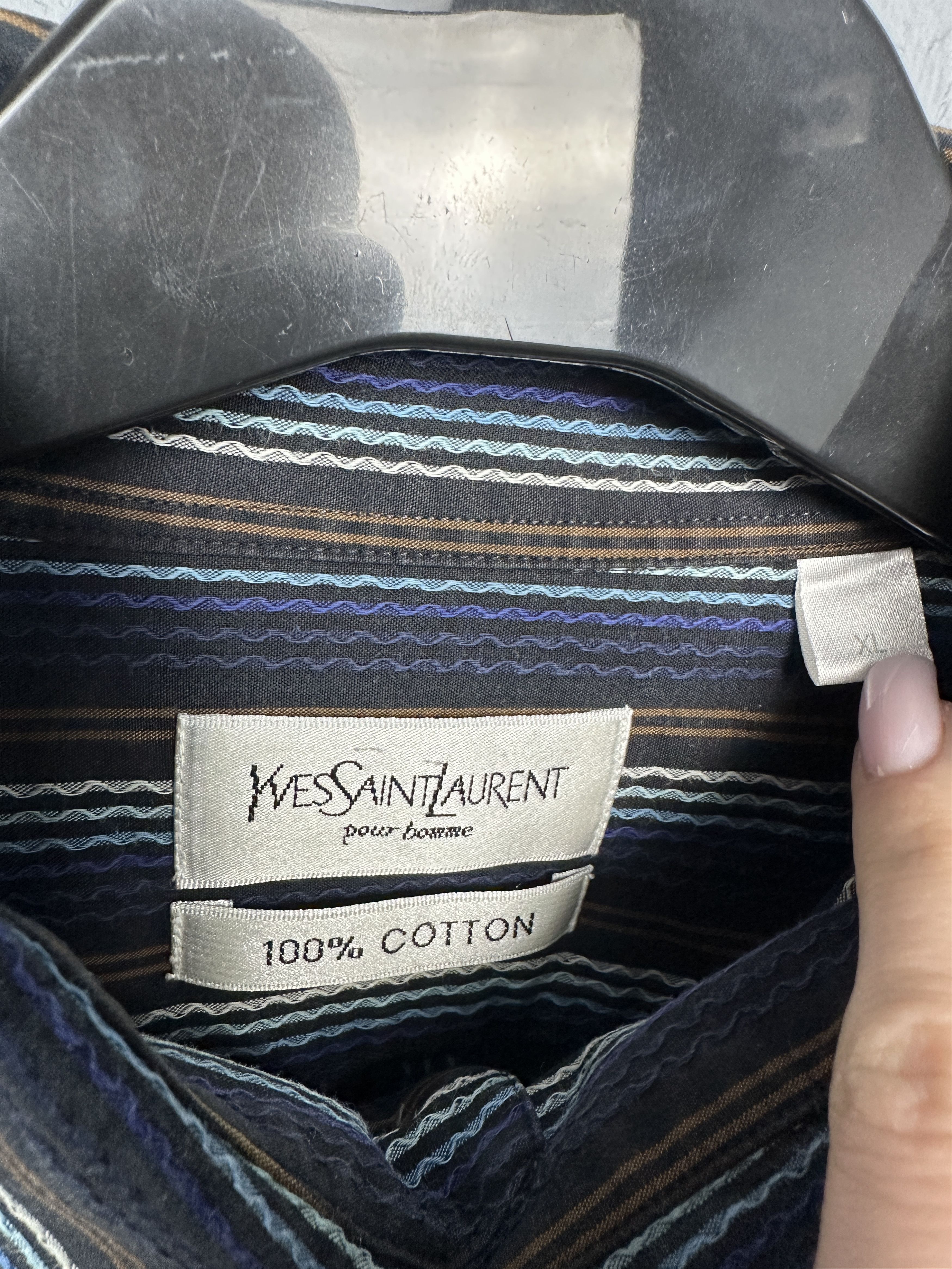 Yves Saint Laurent Yves Saint Laurent YSL Mens Long Sleeve Striped Shirt Size US XL / EU 56 / 4 - 4 Thumbnail