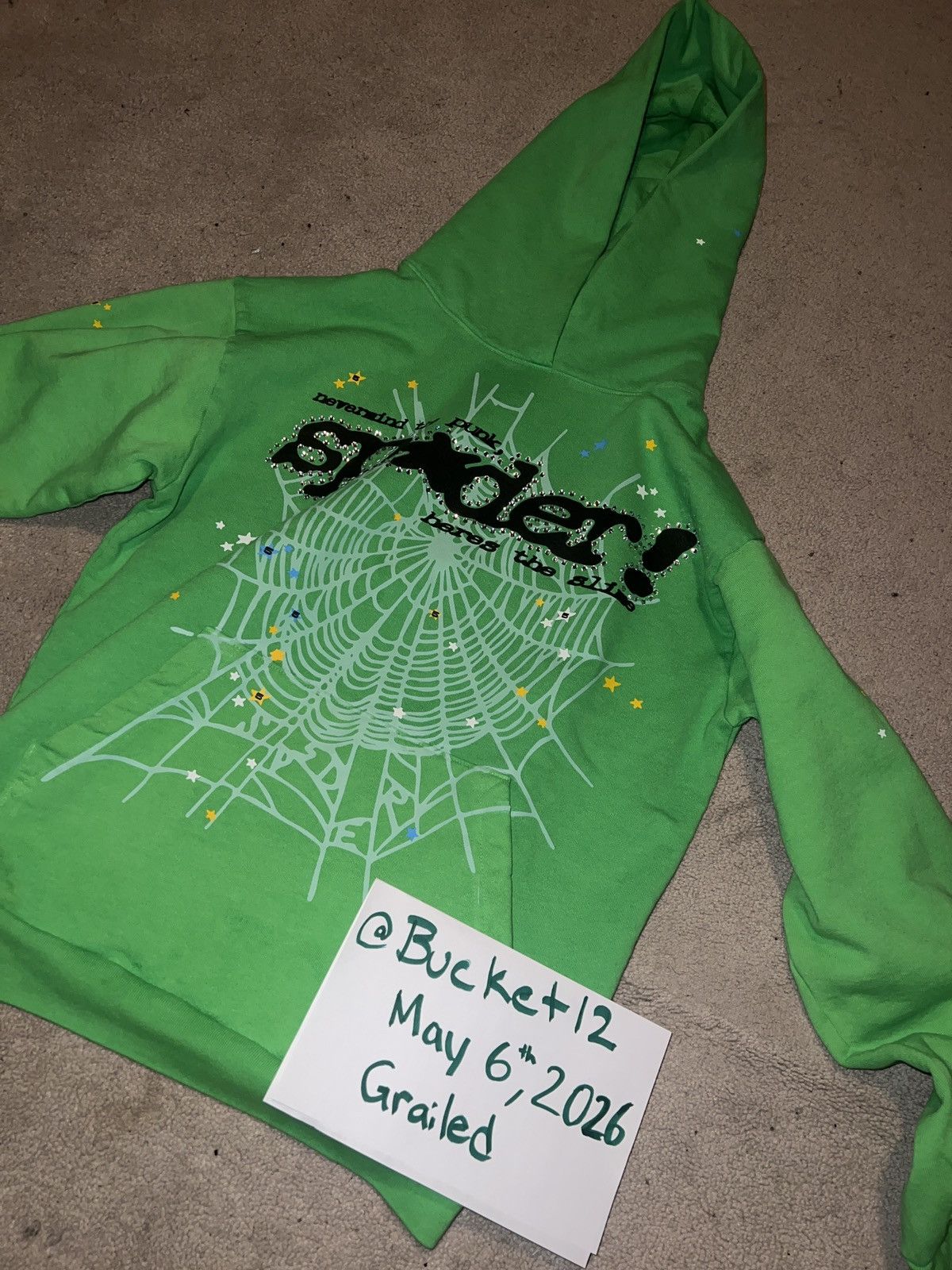 Sp5der Green Sp5der Hoodie Rhinestone Size US M / EU 48-50 / 2 - 5 Thumbnail