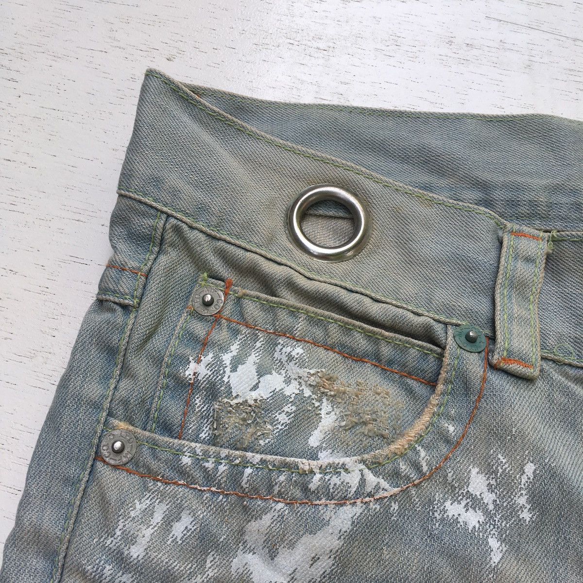 Japanese Brand Trashed Flared Denim Low Rise Paint Splash Size US 32 / EU 48 - 24 Thumbnail