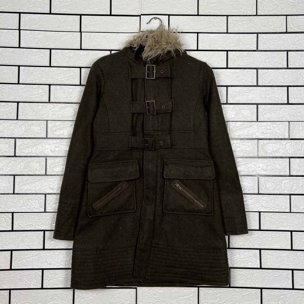 Japanese Brand RODEO CROWNS Faux Fur Hooded Coat Jacket #4088-C186 Size US M / EU 48-50 / 2 - 8 Thumbnail