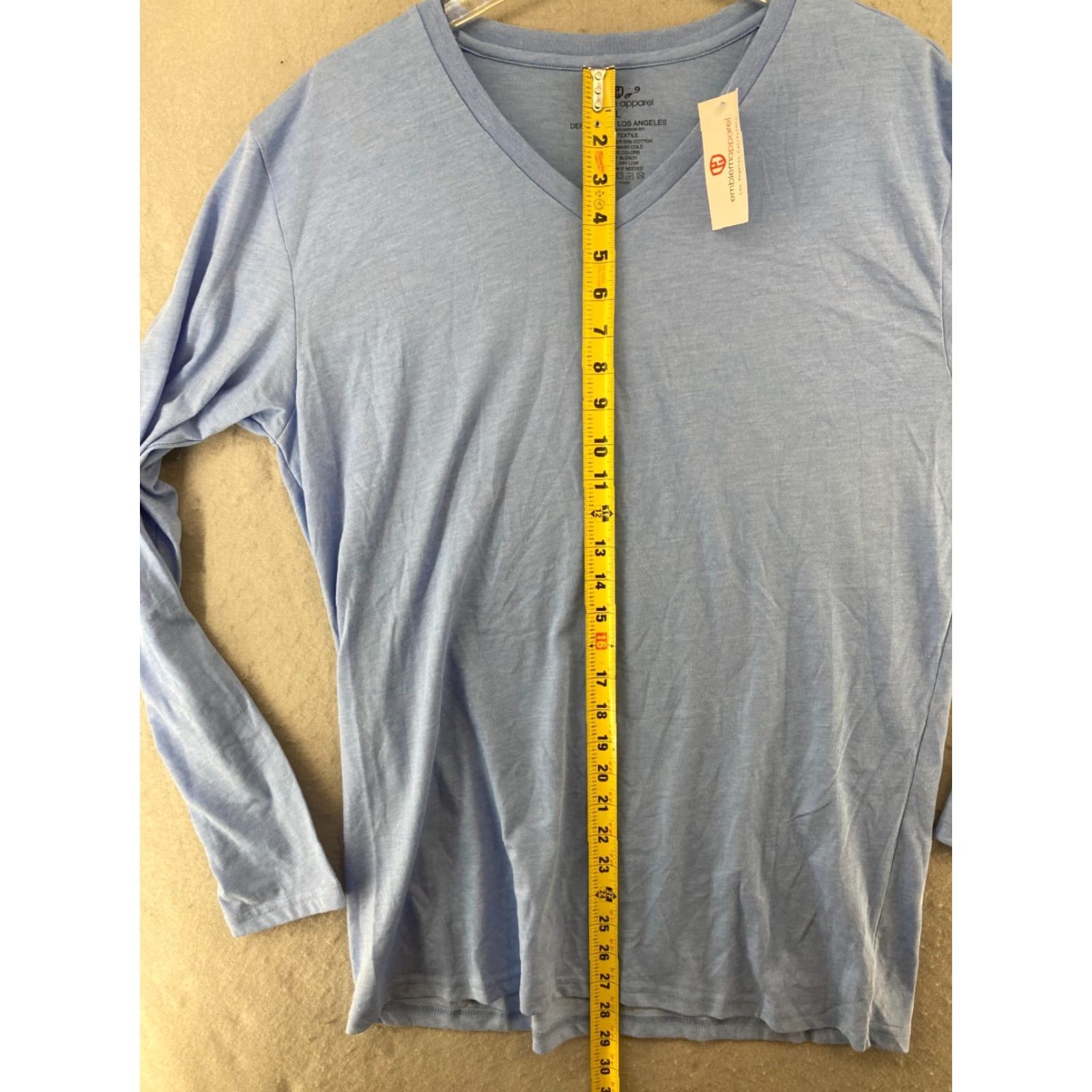 Vintage Emblem Apparel Womens Shirt L Blue V Neck Long Sleeve Casual Knit Cotton T-Shirt Classic Magazine Size L / US 10 / IT 46 - 3 Thumbnail