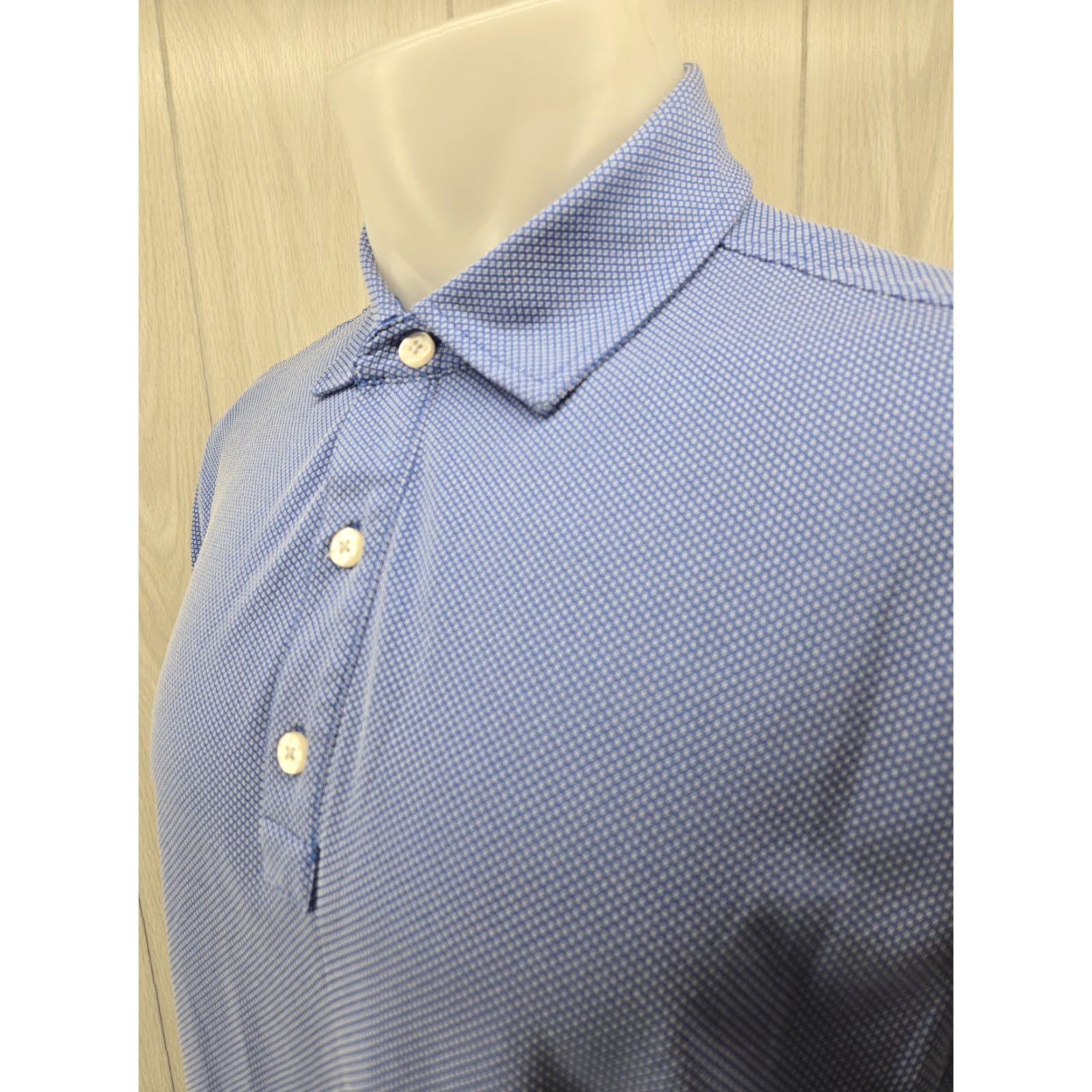 Footjoy FootJoy Polo Shirt Geometric Print Blue Polo Short Sleeve Regular Mens M Blue Geometric Print Sports Golf Tennis Walking Shirt Size US M / EU 48-50 / 2 - 5 Thumbnail