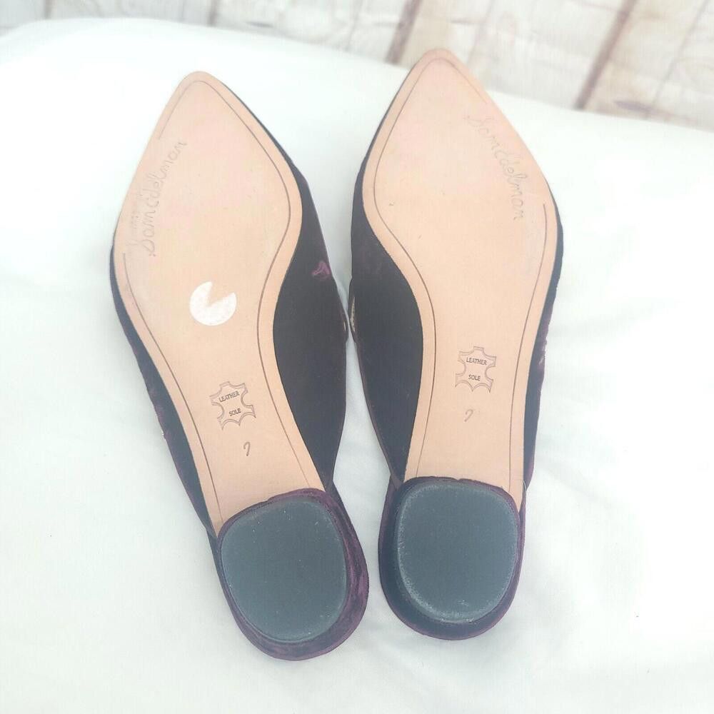 Designer Sam Edelman Black Pink Floral Bordeaux Velvet Size 7 Mules Size US 7 / IT 37 - 6 Thumbnail