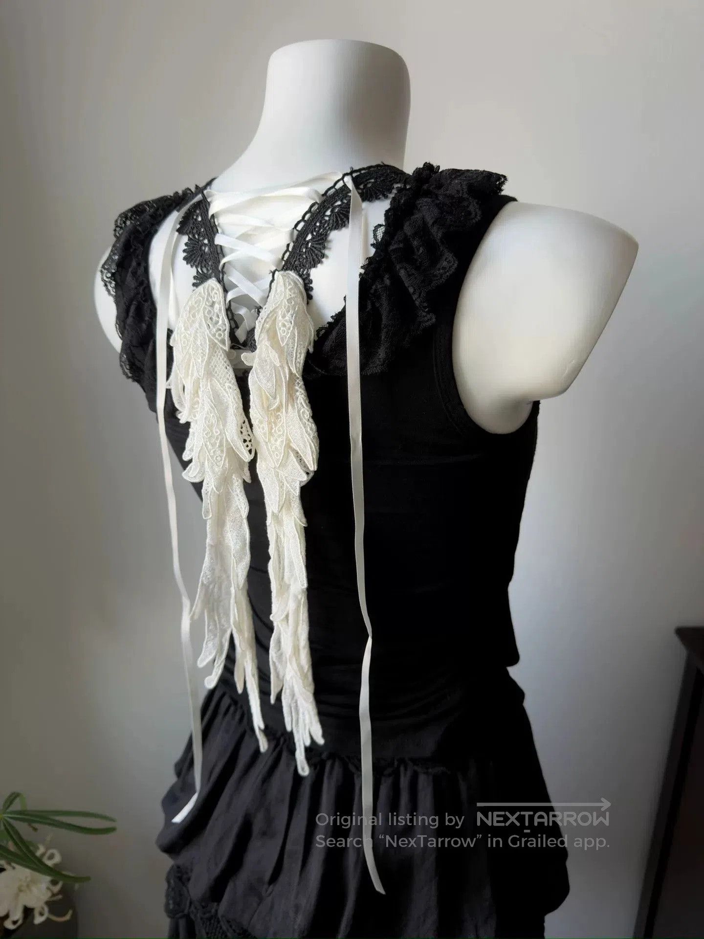 KMRii Japanese Brand Cotton Lace Wing Camisole. Size M / US 6-8 / IT 42-44 - 3 Thumbnail