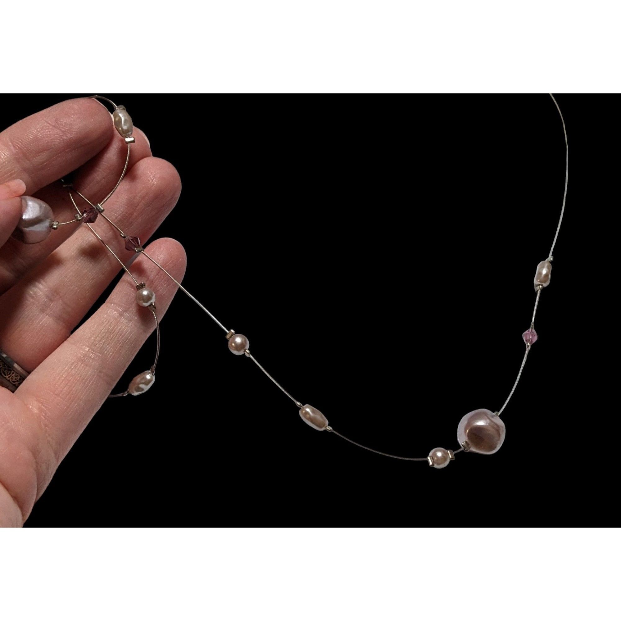 Other Floating Faux Pearl Glass Gemmed Necklace Size ONE SIZE - 3 Thumbnail