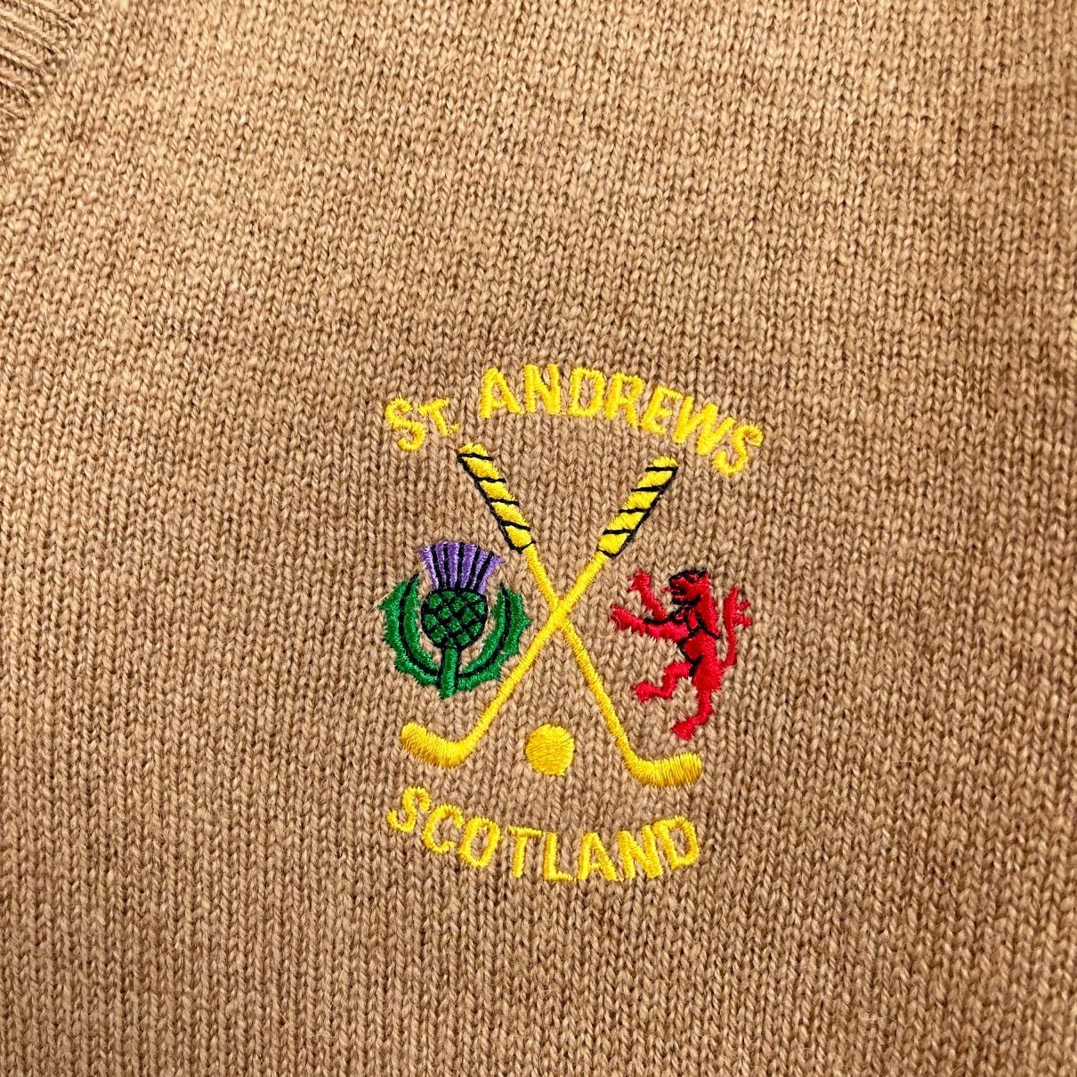 Vintage St Andrews Golf Company Scotland VTG Sweater Tan Mens 44 L Size US L / EU 52-54 / 3 - 3 Thumbnail