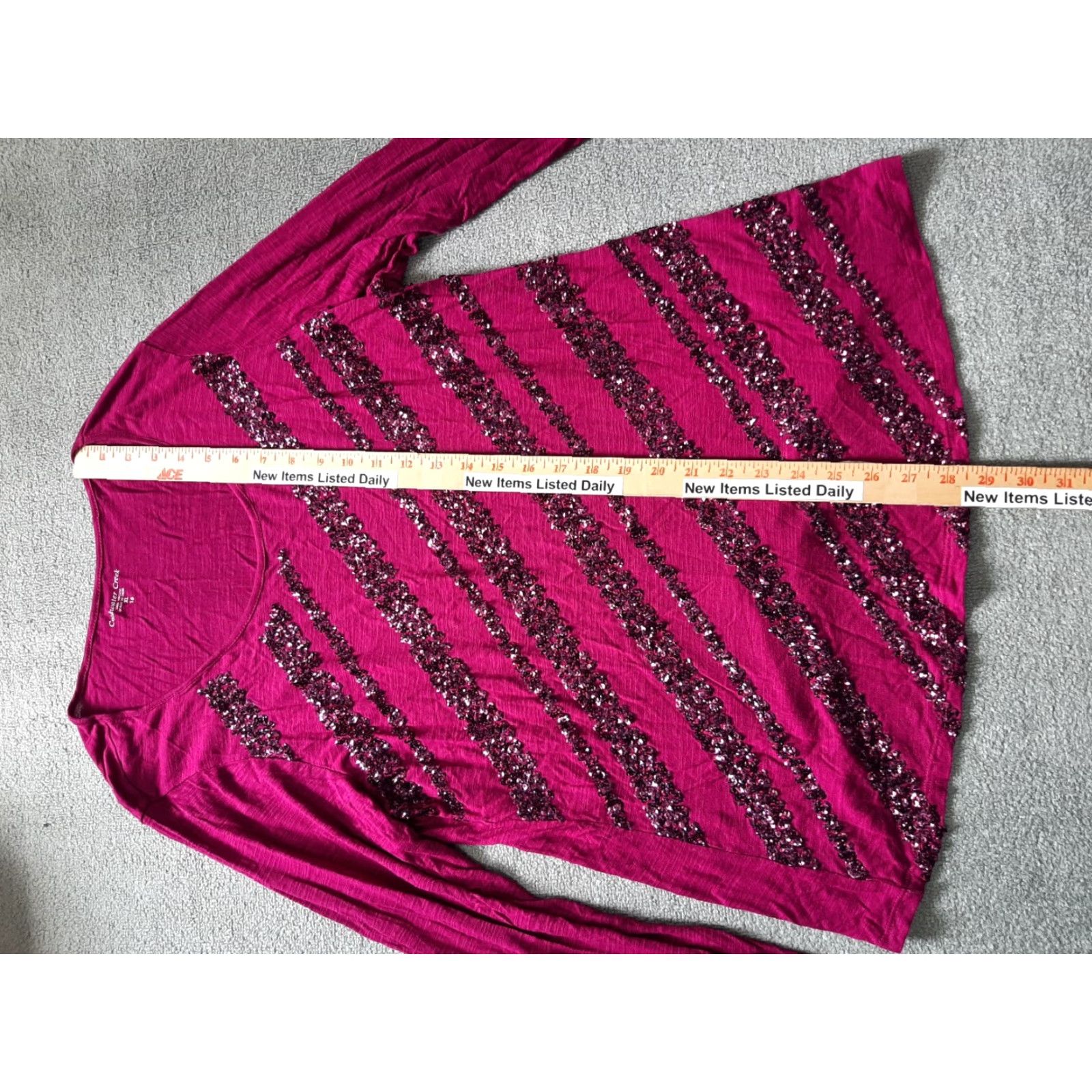Coldwater Creek Coldwater Creek Shirt Womens XL Purple Viscose Sequins Blouse Short Sleeve All Seasons Size XL / US 12-14 / IT 48-50 - 3 Thumbnail
