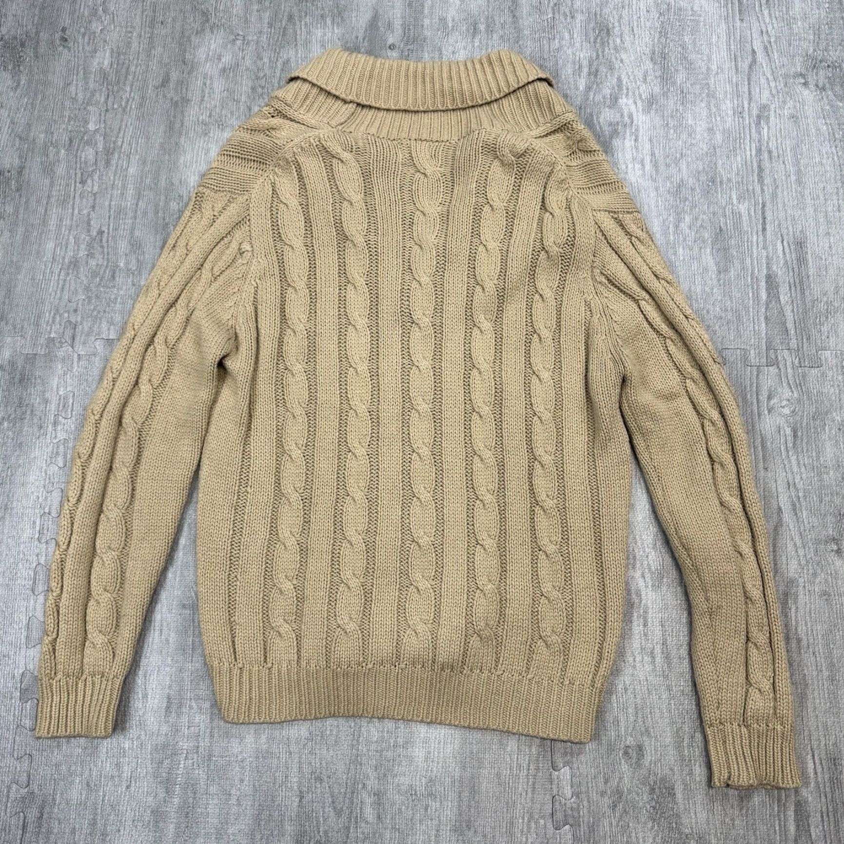 Vintage VINTAGE 60s 70s GIMBELS Men's Cable Knit Sweater L/XL Long Sleeve Casual Tan Preppy Thick Size US L / EU 52-54 / 3 - 5 Thumbnail