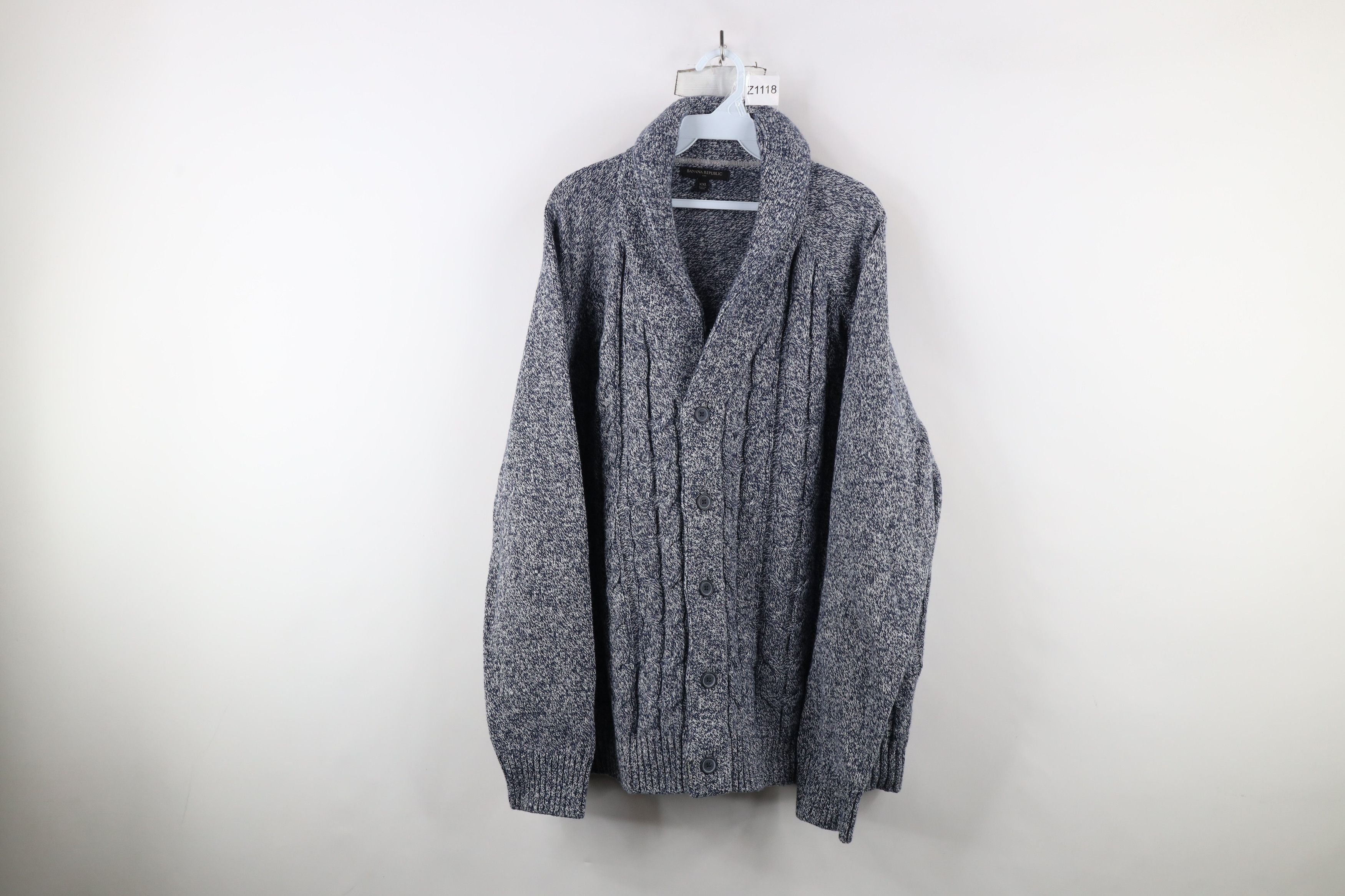 Banana Republic × Vintage Banana Republic Chunky Cable Knit Shawl Cardigan Sweater Size US XXL / EU 58 / 5 - 1 Thumbnail