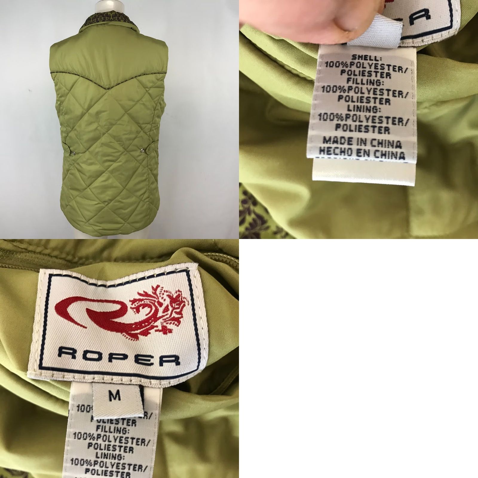 Roper ROPER WOMENS VEST Casual Quilted Reversible Button Up Green Floral MEDIUM M Size M / US 6-8 / IT 42-44 - 8 Thumbnail