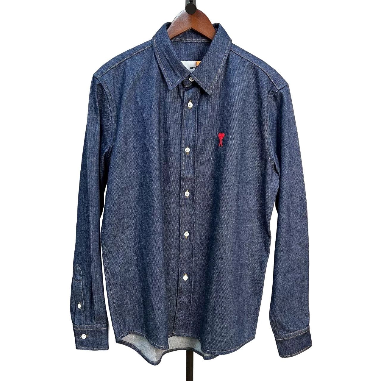 AMI AMI Alexandre Mattiussi Heart Logo Denim Shirt US S Size US S / EU 44-46 / 1 - 1 Thumbnail