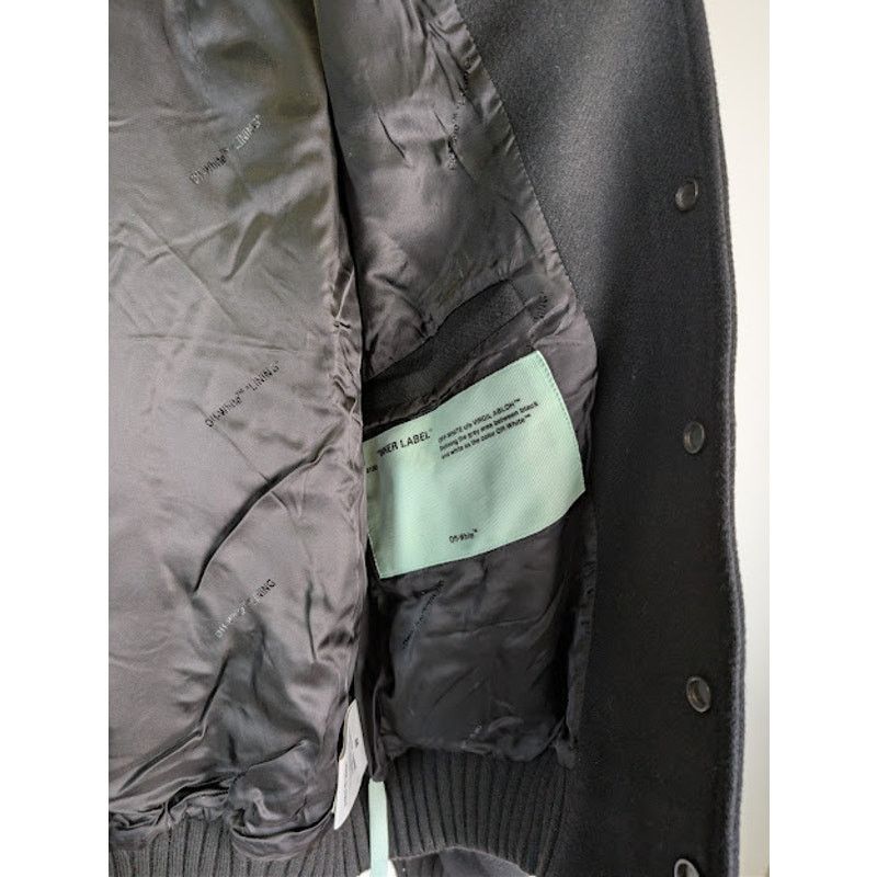 Off-White o1rshd1 Virgil Abloh Arrows Varsity Jacket in Black / White Size US M / EU 48-50 / 2 - 10 Thumbnail