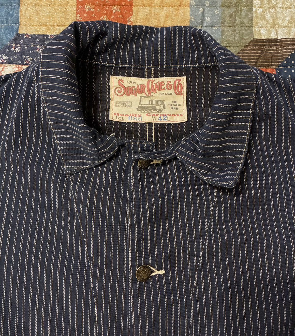 Sugar Cane 🔥RARE🔥 SUGAR CANE CO. WABASH STRIPE CHORE JACKET- 42 X-LRG Size US XL / EU 56 / 4 - 9 Thumbnail