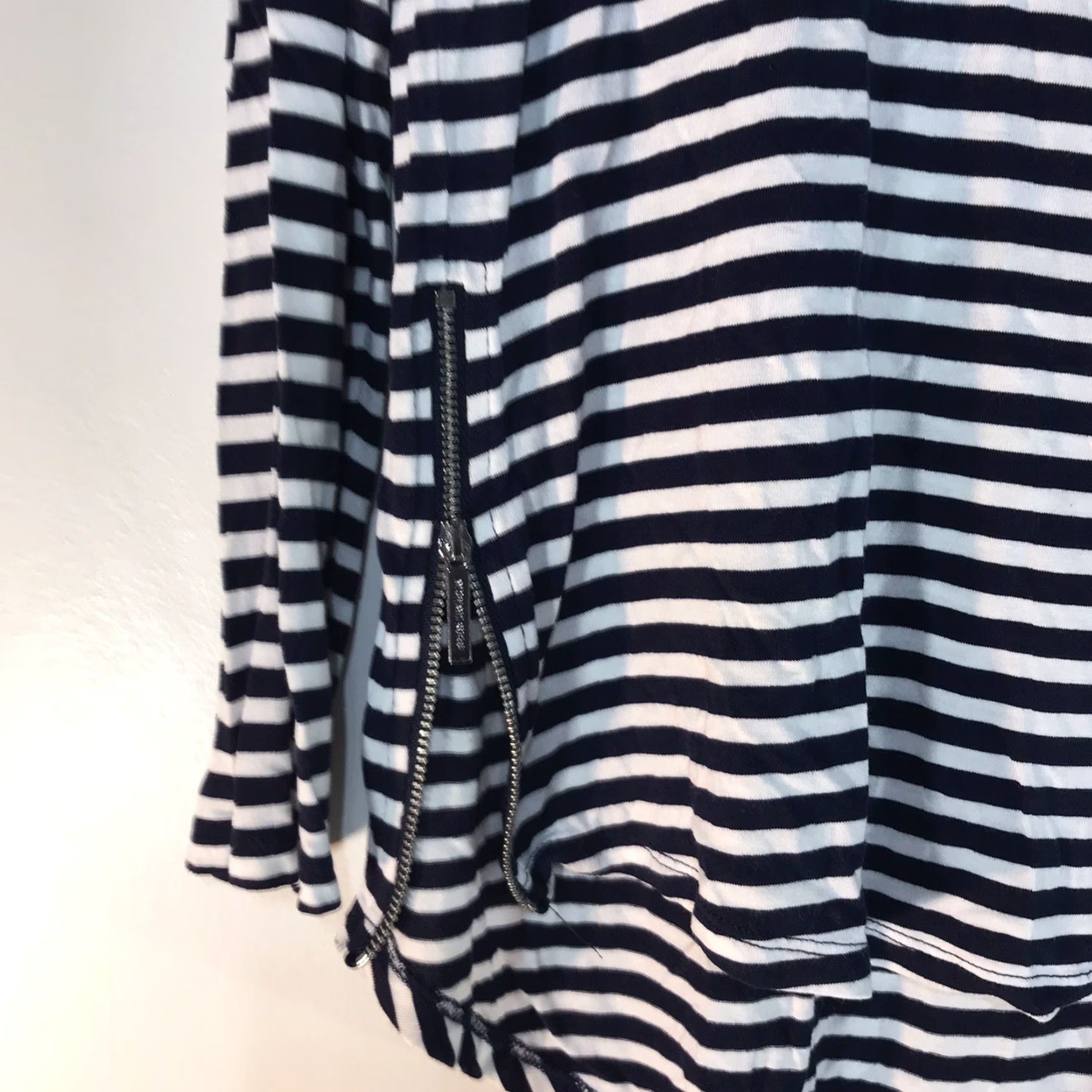 Michael Kors Michael Kors Women's XL Navy White Striped Tunic Top Long Sleeve Zipper Blouse Casual Business Size XL / US 12-14 / IT 48-50 - 2 Thumbnail