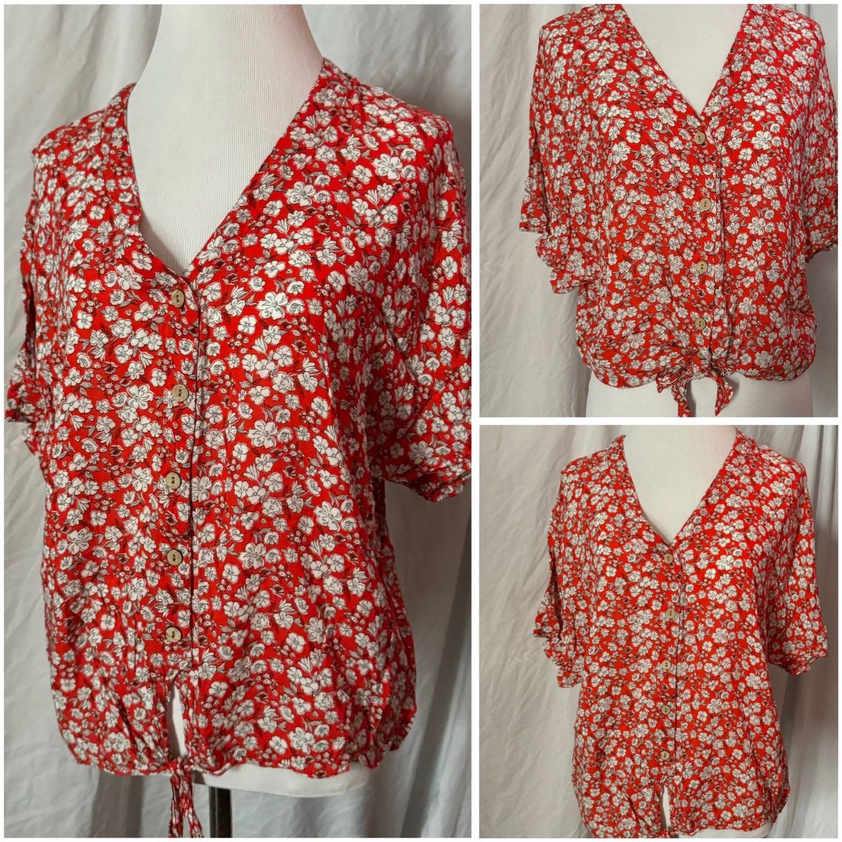 Other Cynthia Rowley, Poppy, Floral, Button Down Blouse Size L / US 10 / IT 46 - 3 Thumbnail