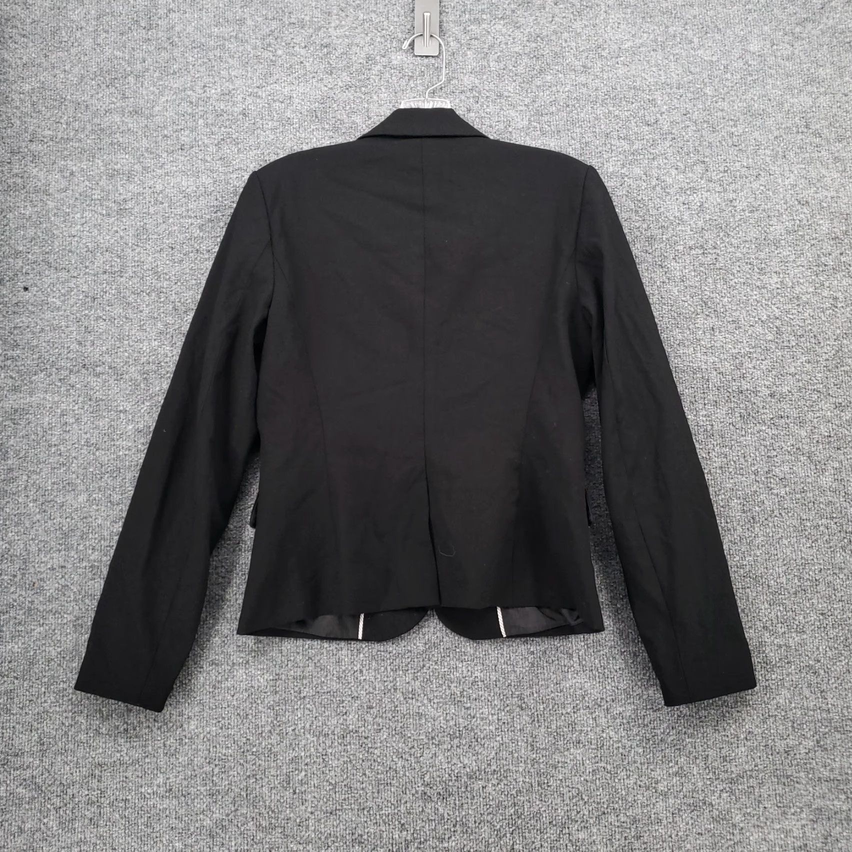 Calvin Klein Calvin Klein Blazer Women Black Two-Button Stretch Jacket Career Work Suit Jacket Regular Size 4 Notch Lapel Solid Long Sleeve) Size S / US 4 / IT 40 - 2 Thumbnail