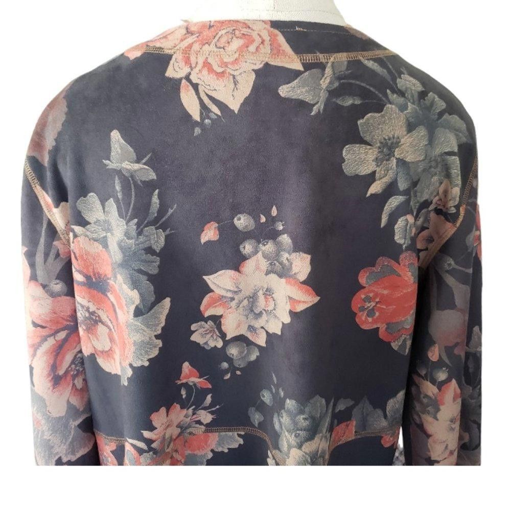 Designer CT445 Philosophy Gray Lightweight Floral Open Cardigan L Size L / US 10 / IT 46 - 6 Thumbnail