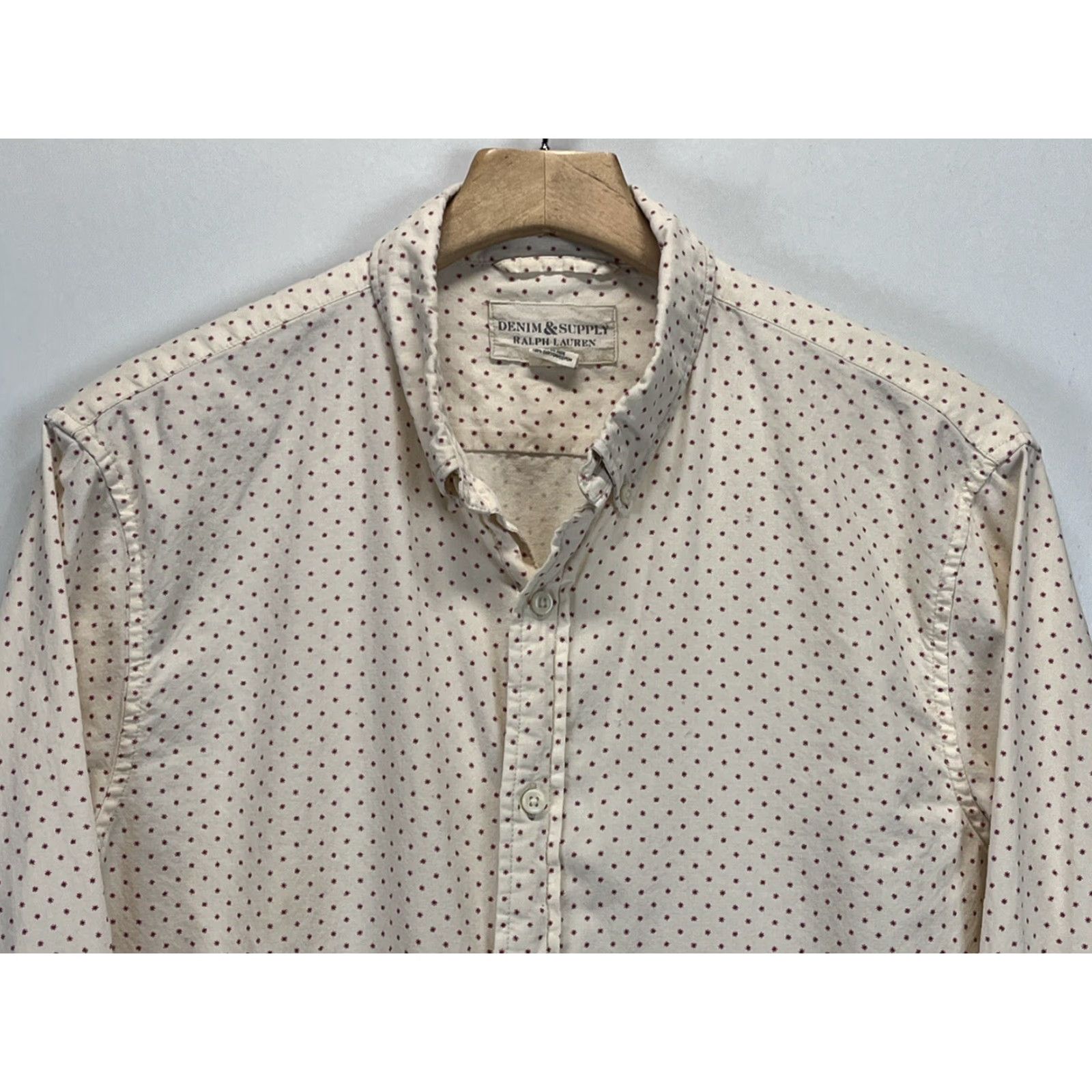 Vintage VINTAGE Ralph Lauren Denim & Supply Button-Down Shirt Mens L Ivory Stars Shirt Long Sleeve Casual Size US L / EU 52-54 / 3 - 3 Thumbnail