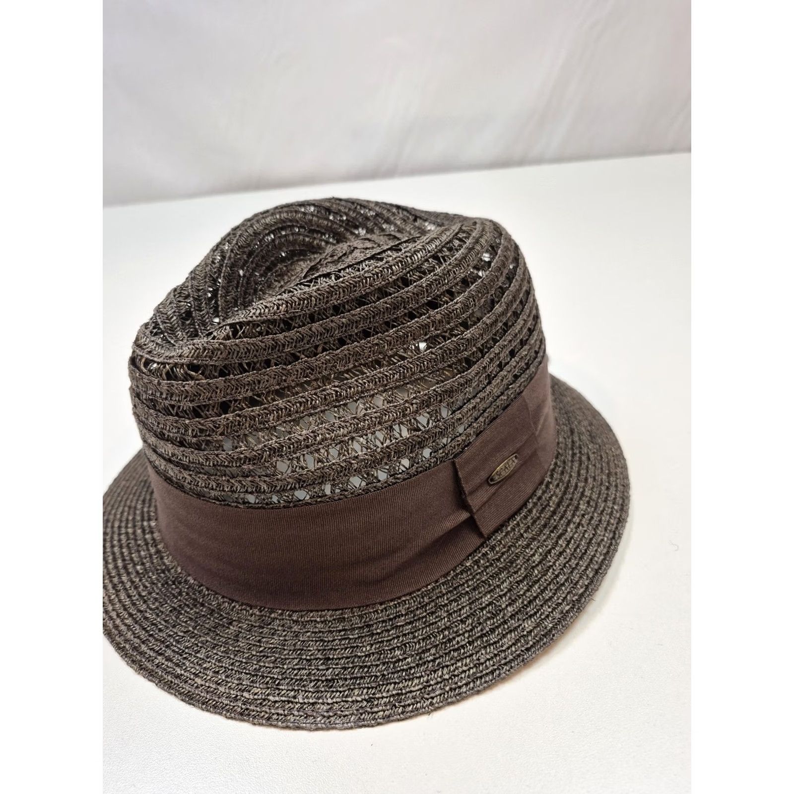 Vintage VINTAGE Scala Fedora Hat Trilby Fitted Mens L Brown Straw Breathable Lightweight Summer Size ONE SIZE - 2 Thumbnail