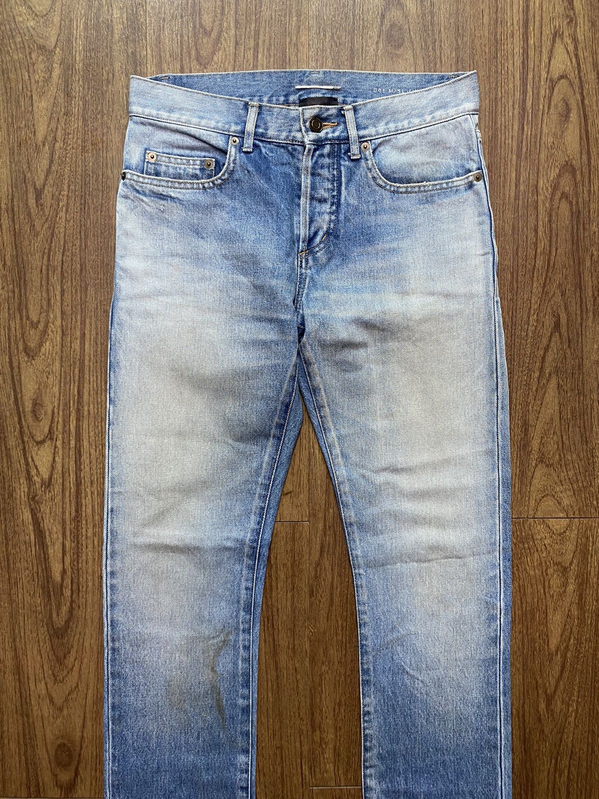 Hedi Slimane × Saint Laurent Paris Saint Laurent D01 Blue Washed Jeans Size US 29 - 3 Thumbnail