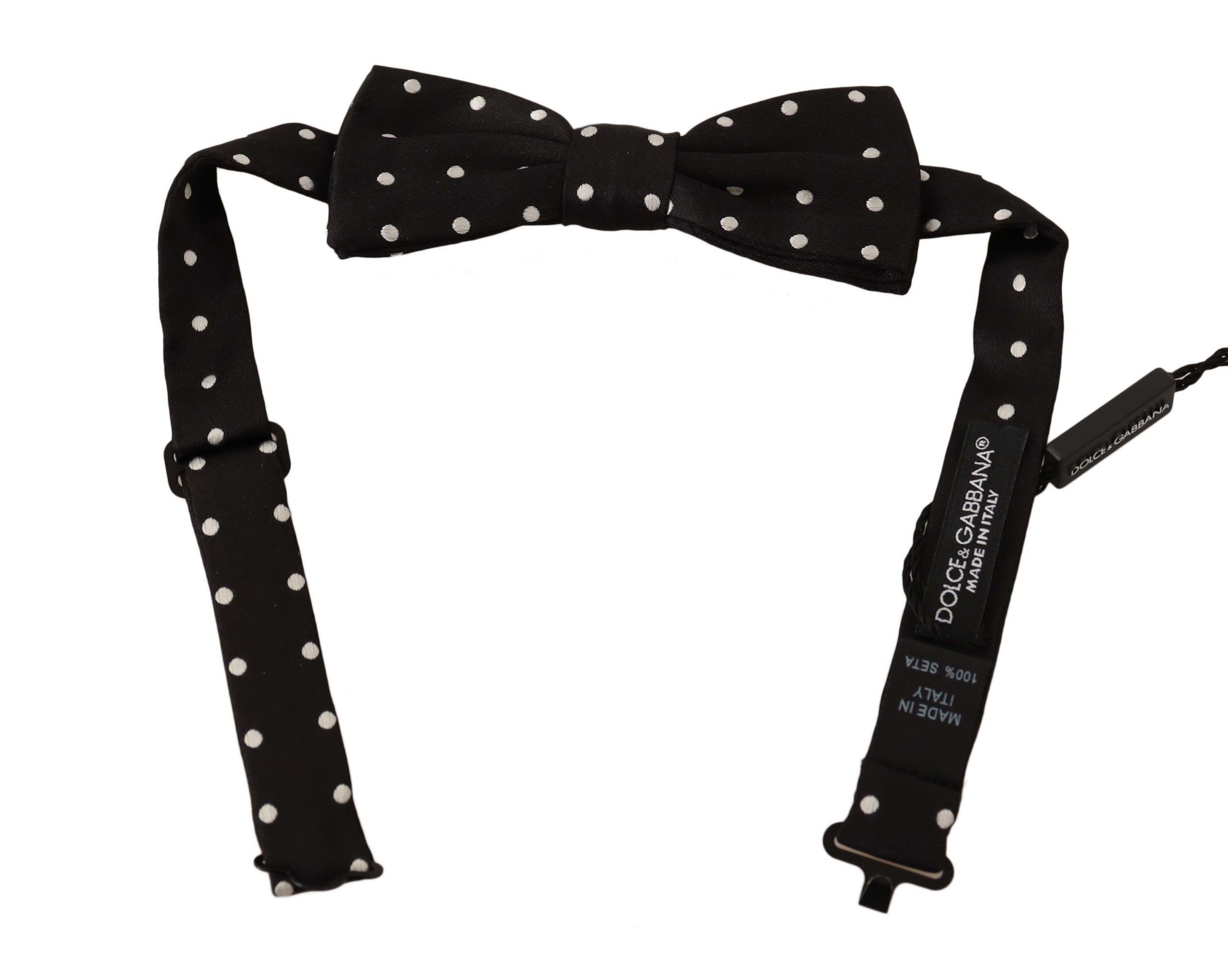 Dolce & Gabbana Elegant Black Polka Dot Silk Bow Men's Tie Size ONE SIZE - 1 Thumbnail