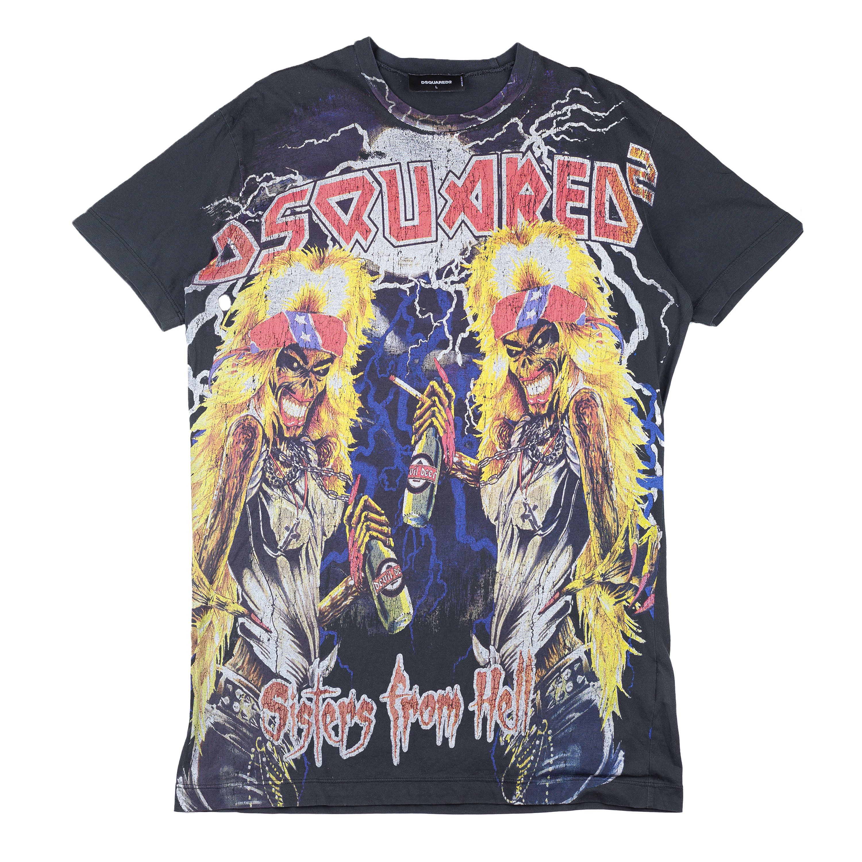 Dsquared2 DSQUARED2 Sisters From Hell Black Band T-Shirt (L) Size US L / EU 52-54 / 3 - 1 Thumbnail