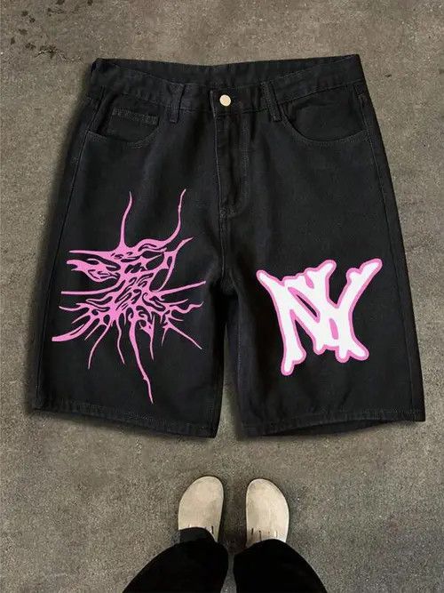 Jean VINTAGE graphic Y2K DRIP denim shorts Size US 36 / EU 52 - 4 Thumbnail