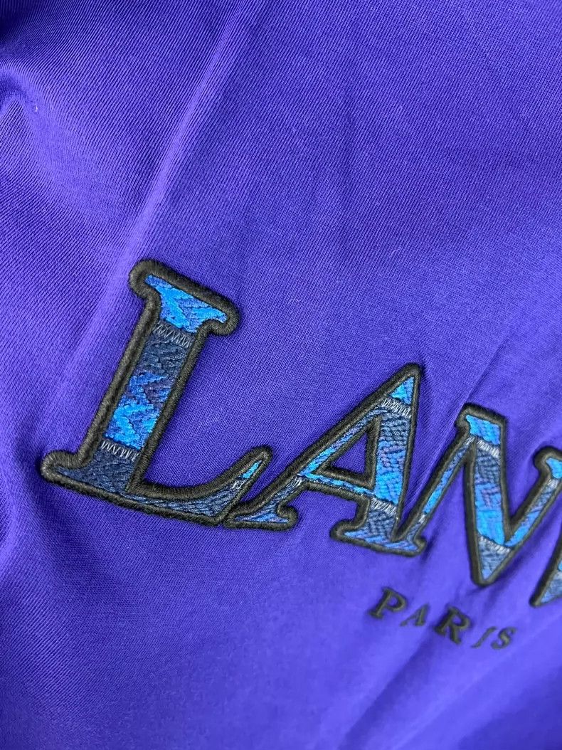 Lanvin Blue embroidered monogram logo short sleeve