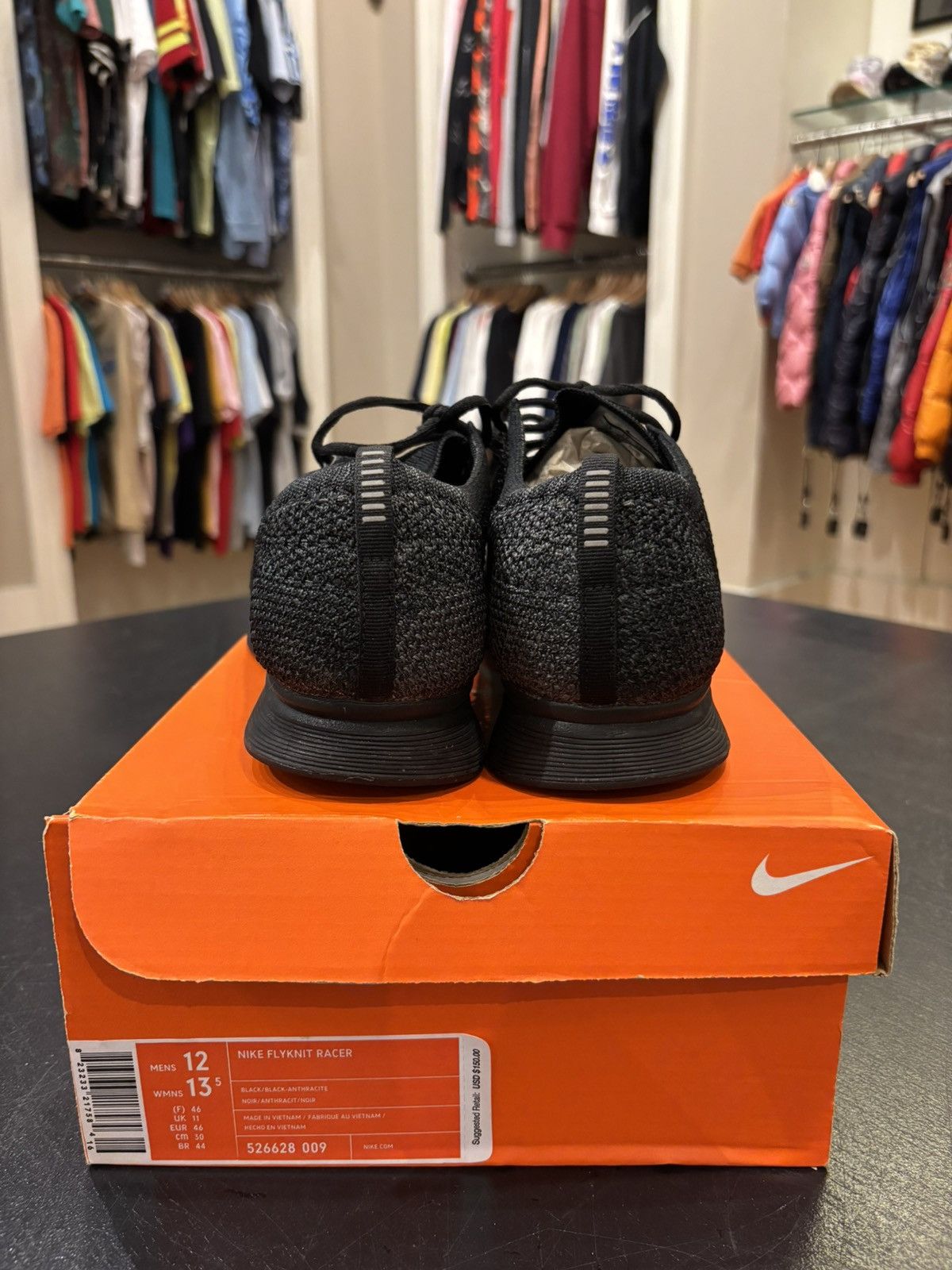 Nike Nike Flyknit Racer Triple Black Size US 12 / EU 45 - 4 Thumbnail
