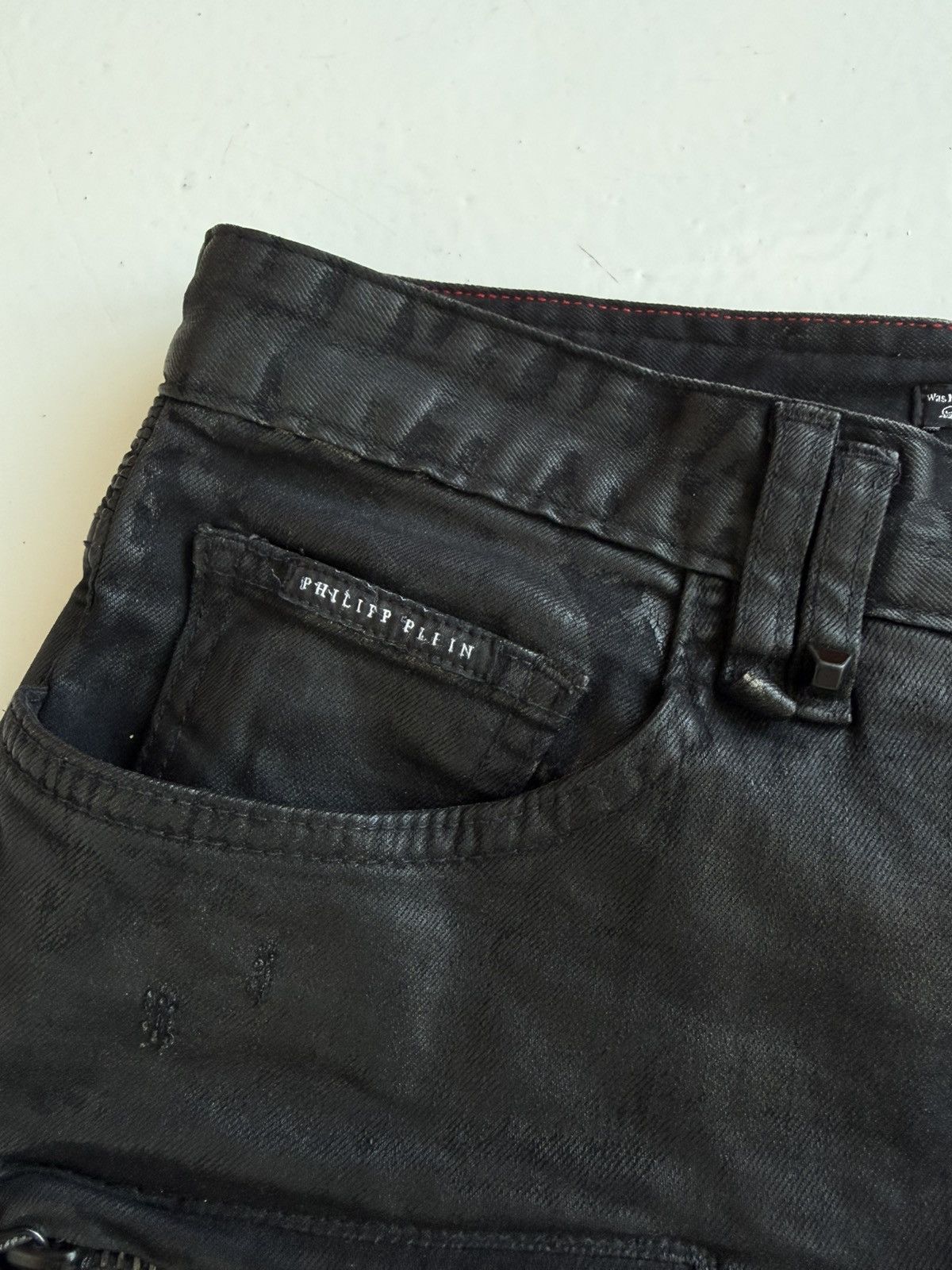 Philipp Plein Philipp Plein born&raised distressed waxed biker denim Size US 36 / EU 52 - 16 Thumbnail