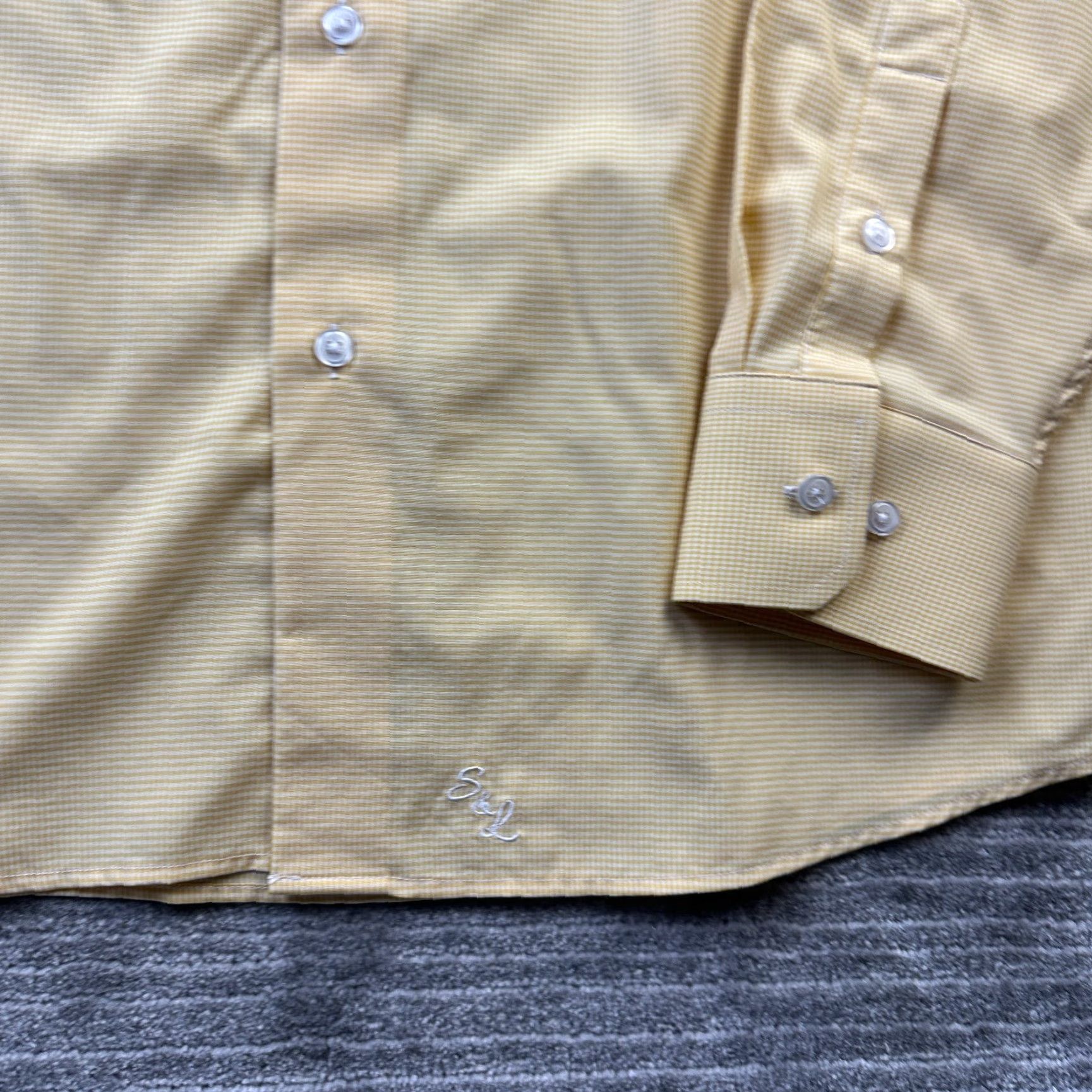 Vintage State & Liberty Shirt Mens XL Yellow Button Up Stretch Athletic Fit Size US XL / EU 56 / 4 - 5 Thumbnail
