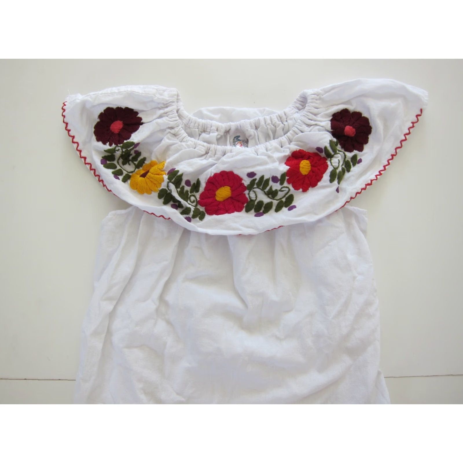 Vintage Vtg Vestidos Artesanales Mexican Cotton White Embroidered Floral Tunic Dress S Size S / US 4 / IT 40 - 7 Thumbnail