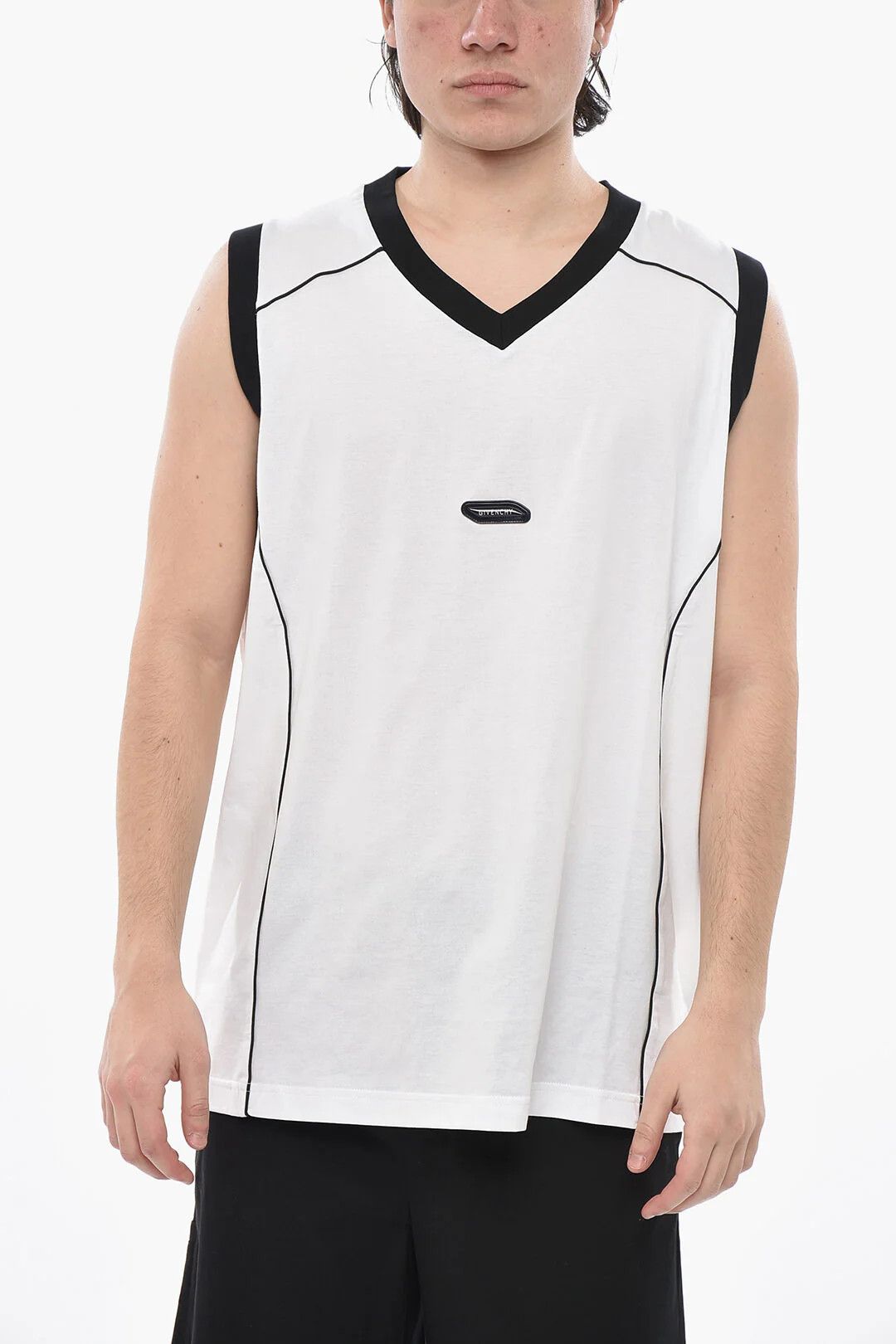 Givenchy og1mm0326 V-Neck Cotton Tank Top in White Size US S / EU 44-46 / 1 - 1 Thumbnail