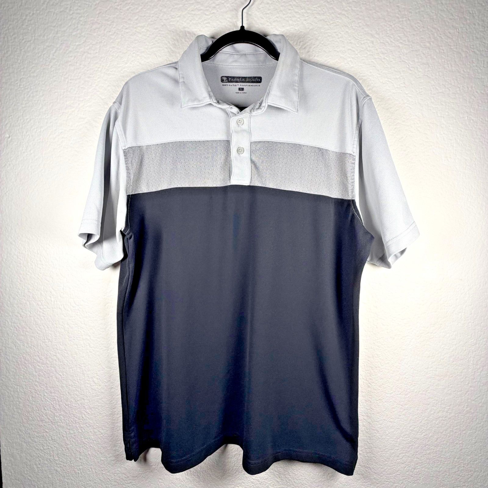Lone Cypress By Pebble Beach Pebble Beach Golf Polo Mens L Colorblock DryLuxe Black Gray Size US L / EU 52-54 / 3 - 2 Thumbnail