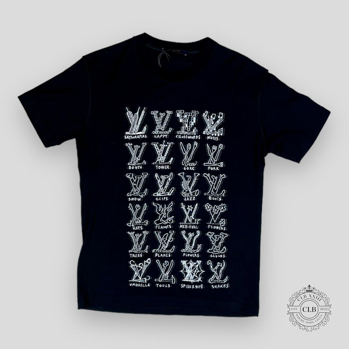 image of Louis Vuitton Cartoon Logos T-Shirt in Black, Men's (Size Medium)