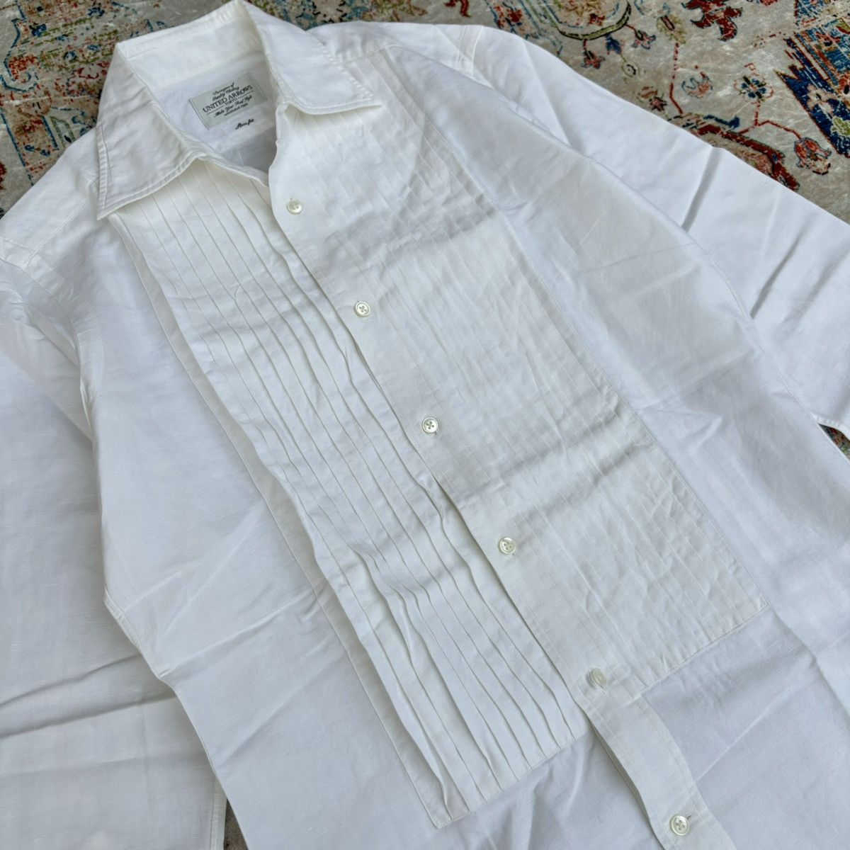 United Arrows classic white cotton Tuxedo shirt